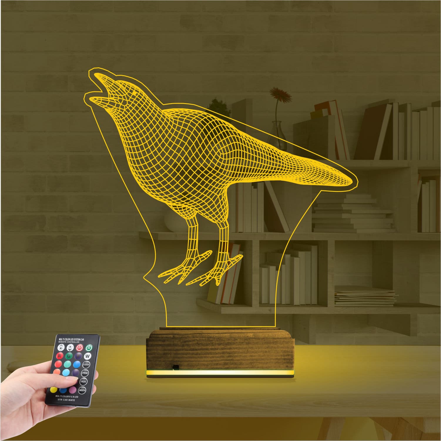 Ворон — 3D LED Ночник | Оригинальный подарок 8