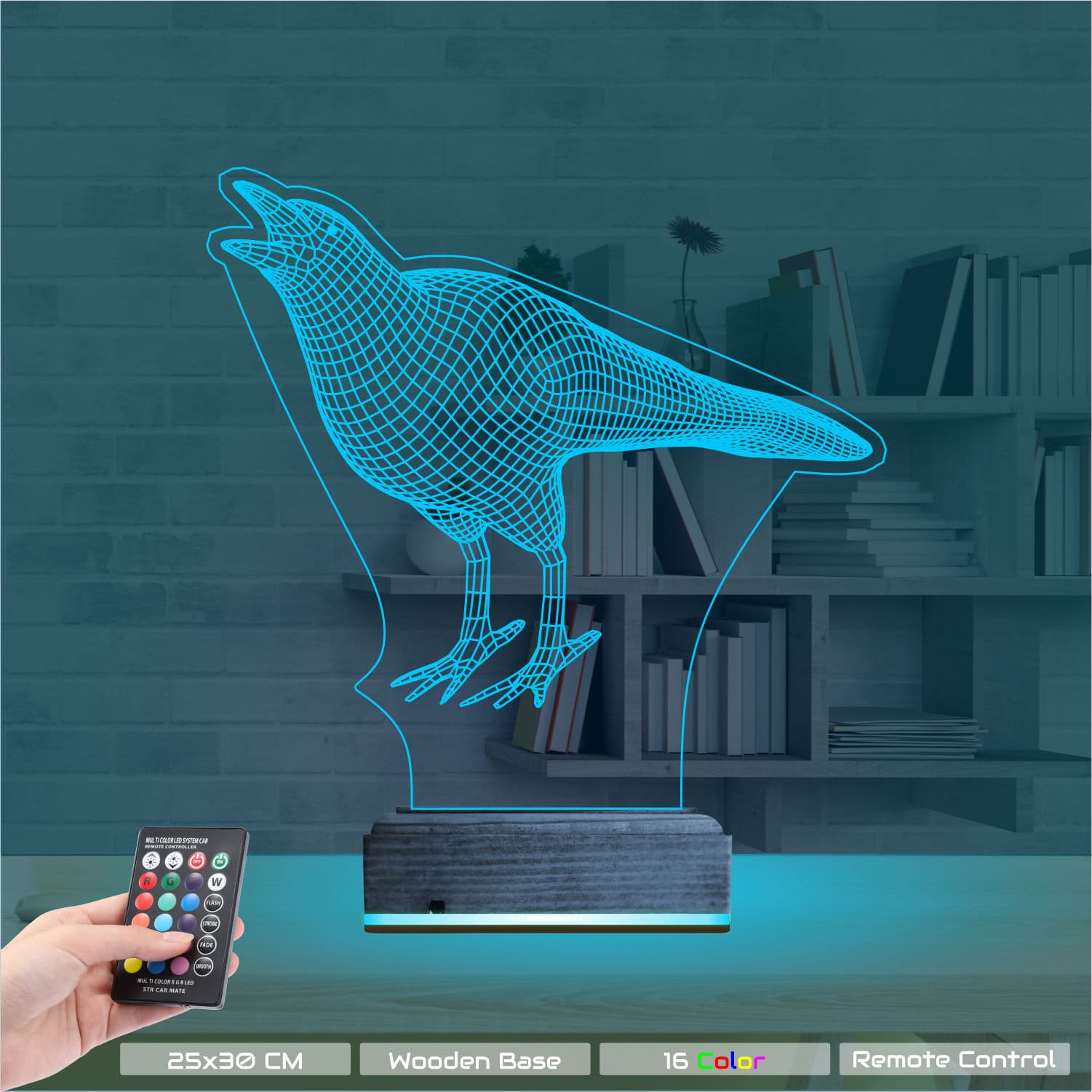 Ворон — 3D LED Ночник | Оригинальный подарок 9