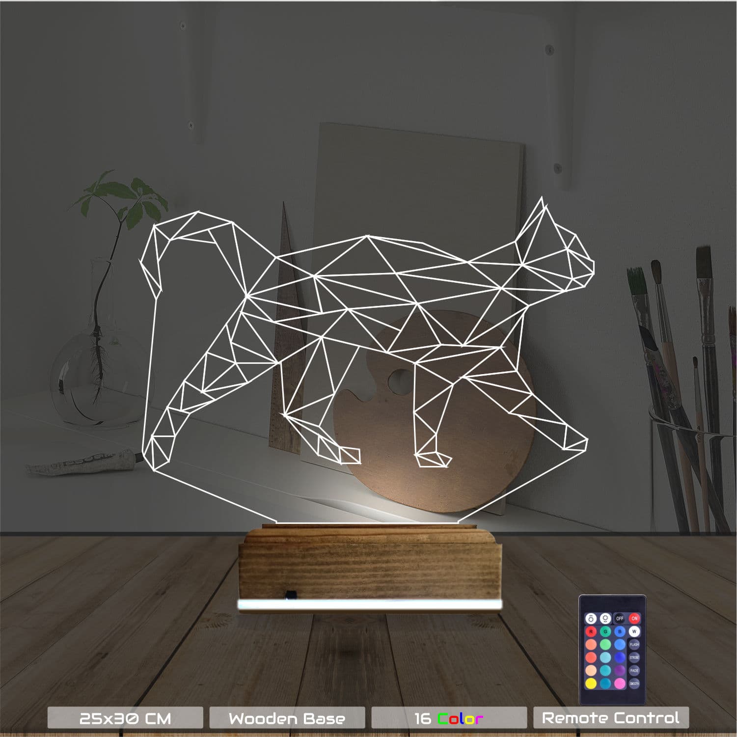 Кот (Геометрия) — 3D LED Ночник | Подарок любителям кошек 8