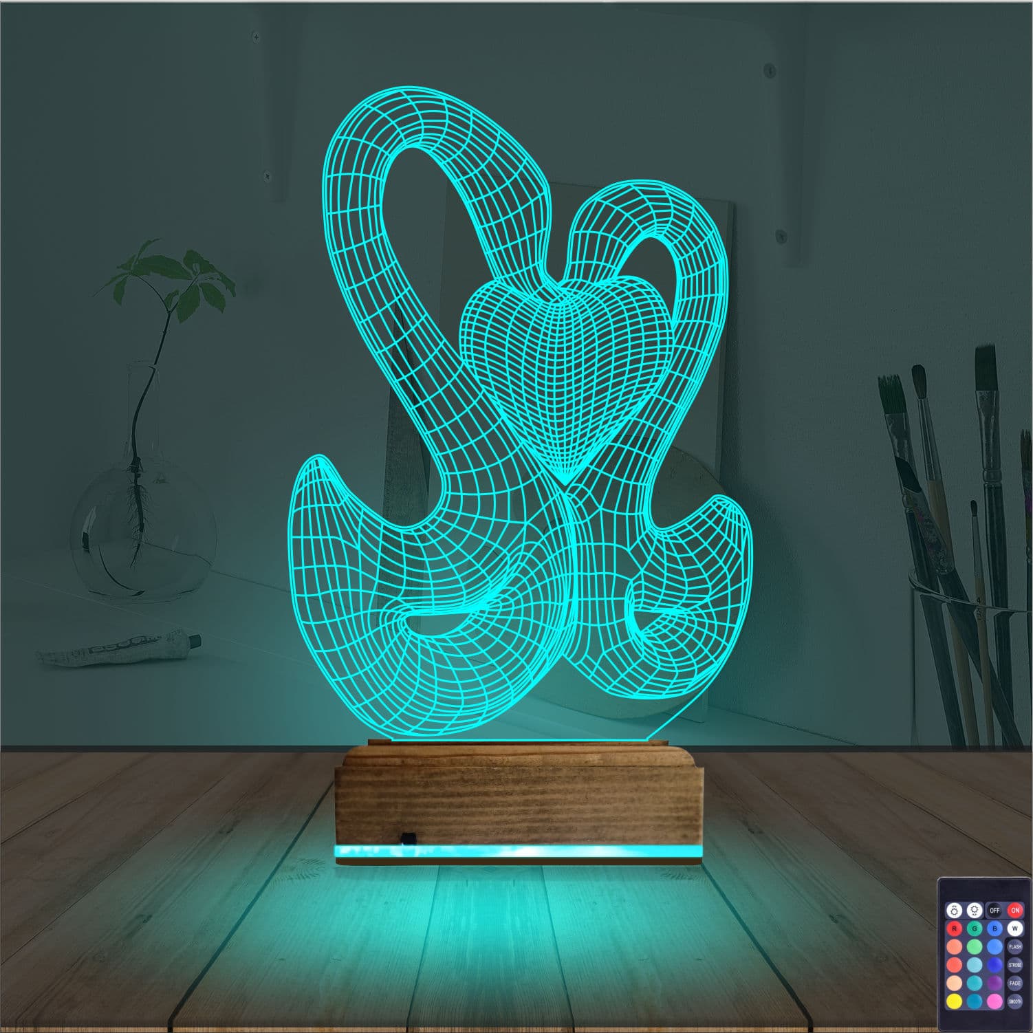 Сердце и змеи — 3D LED Ночник | Подарок на годовщину 3