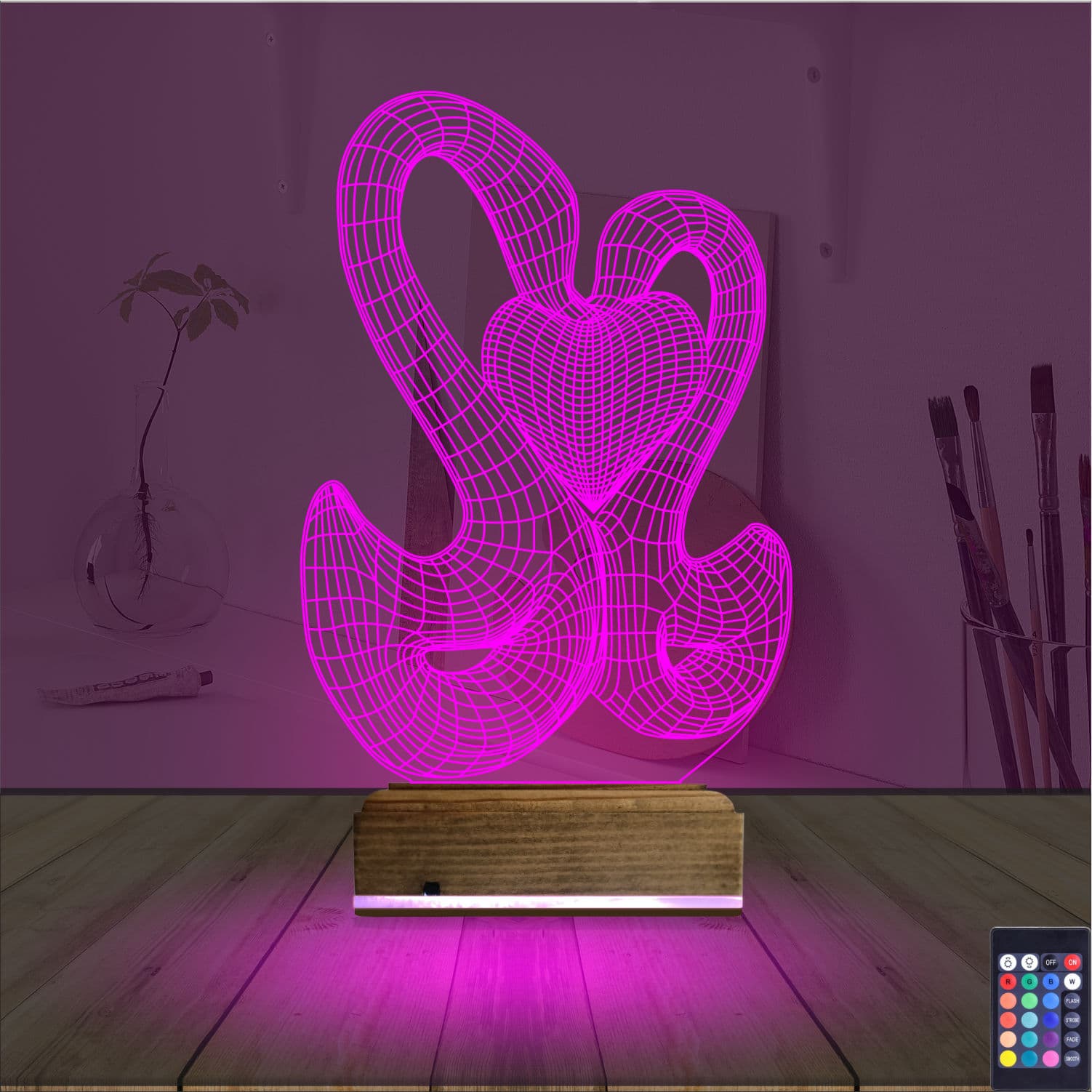 Сердце и змеи — 3D LED Ночник | Подарок на годовщину 4