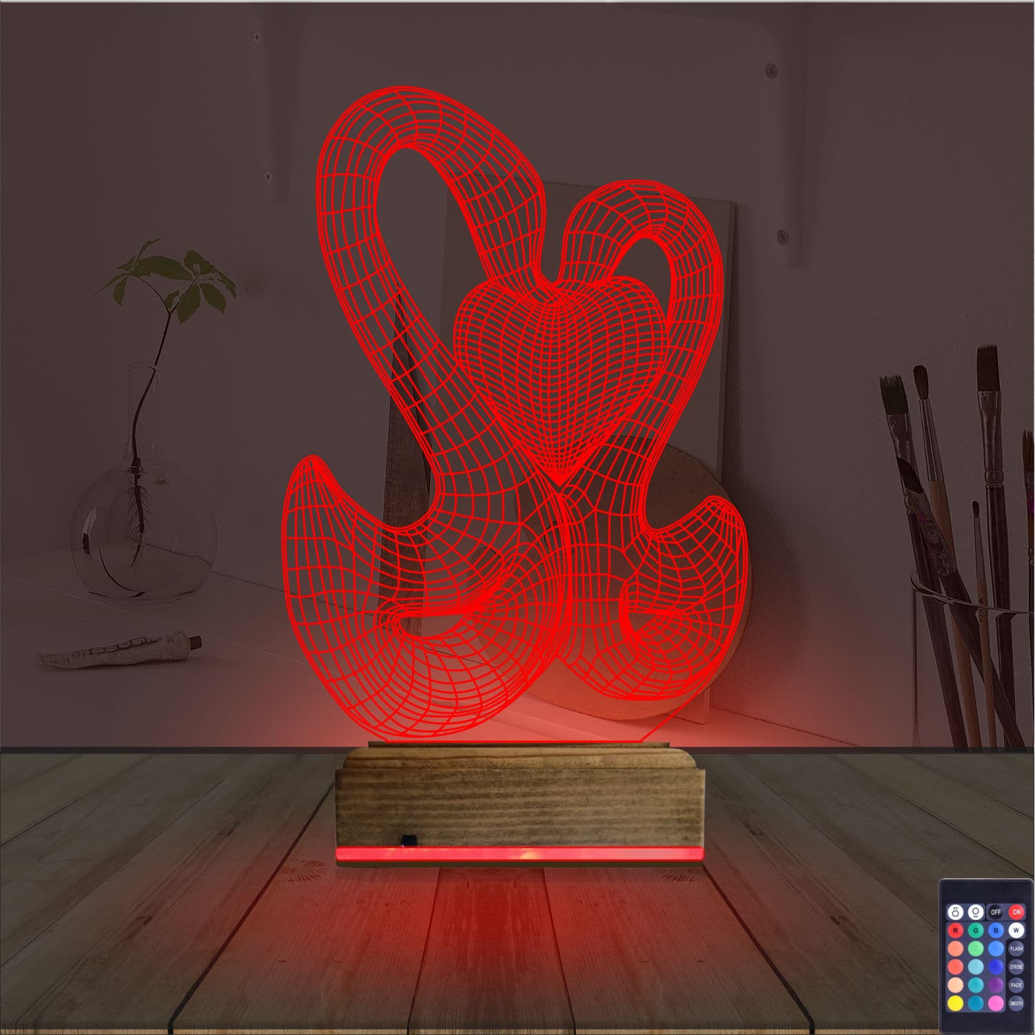 Сердце и змеи — 3D LED Ночник | Подарок на годовщину 7