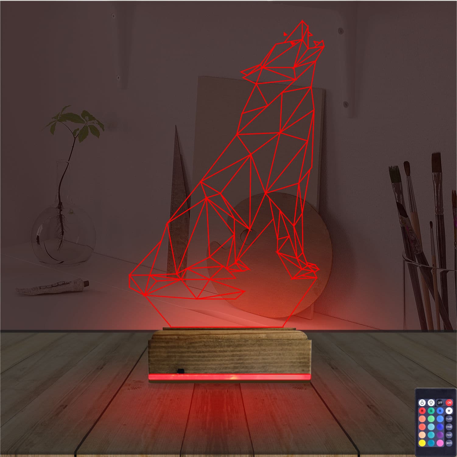 Волк — 3D LED Ночник | Подарок мужчине 7