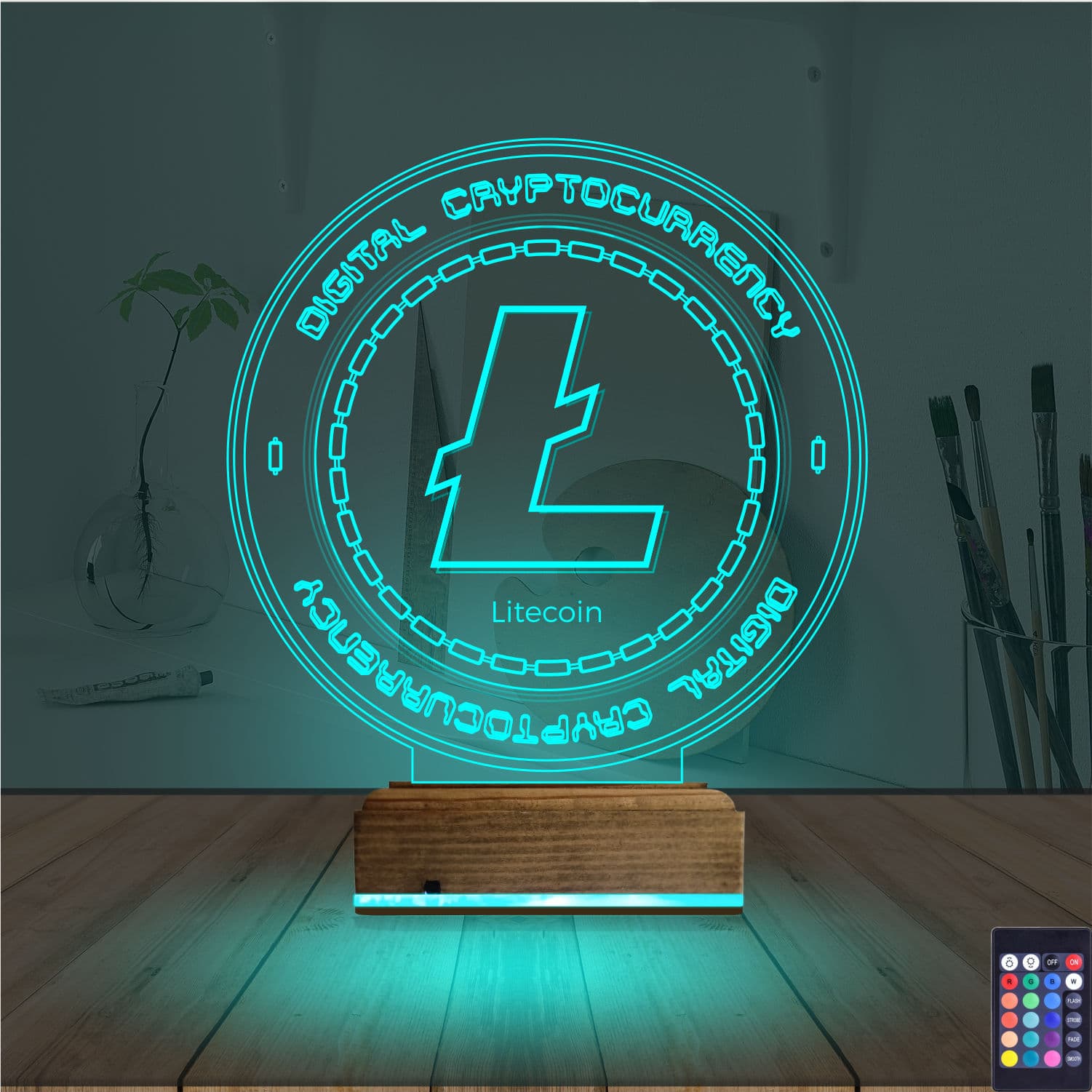 Лайткоин (Litecoin) — 3D LED Ночник | Подарок криптоэнтузиасту 3