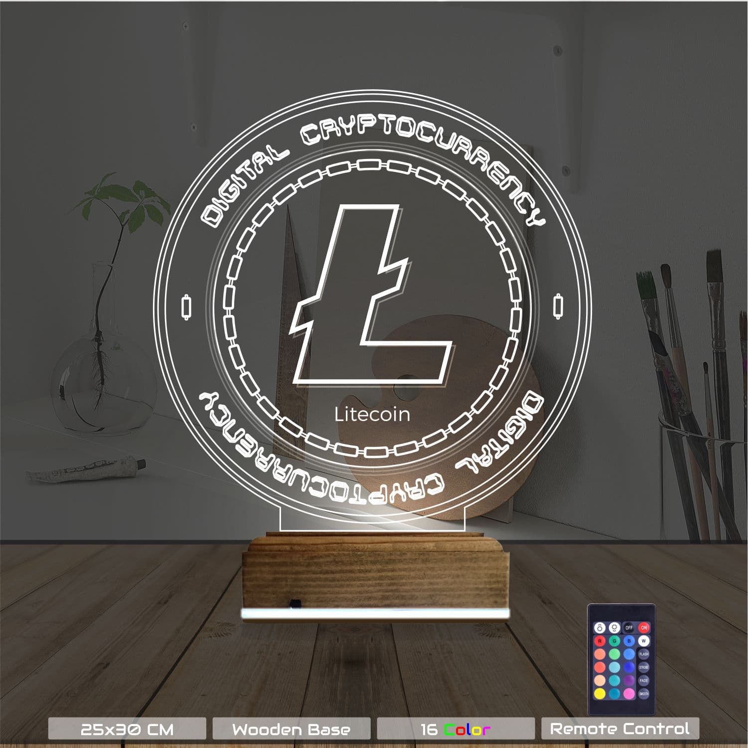 Лайткоин (Litecoin) — 3D LED Ночник | Подарок криптоэнтузиасту 8