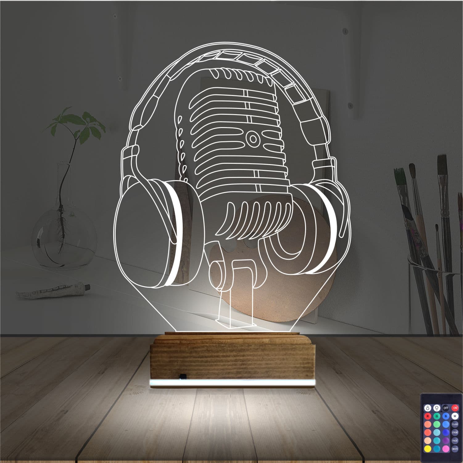 Микрофон и Наушники — 3D LED Ночник | Подарок музыканту 2