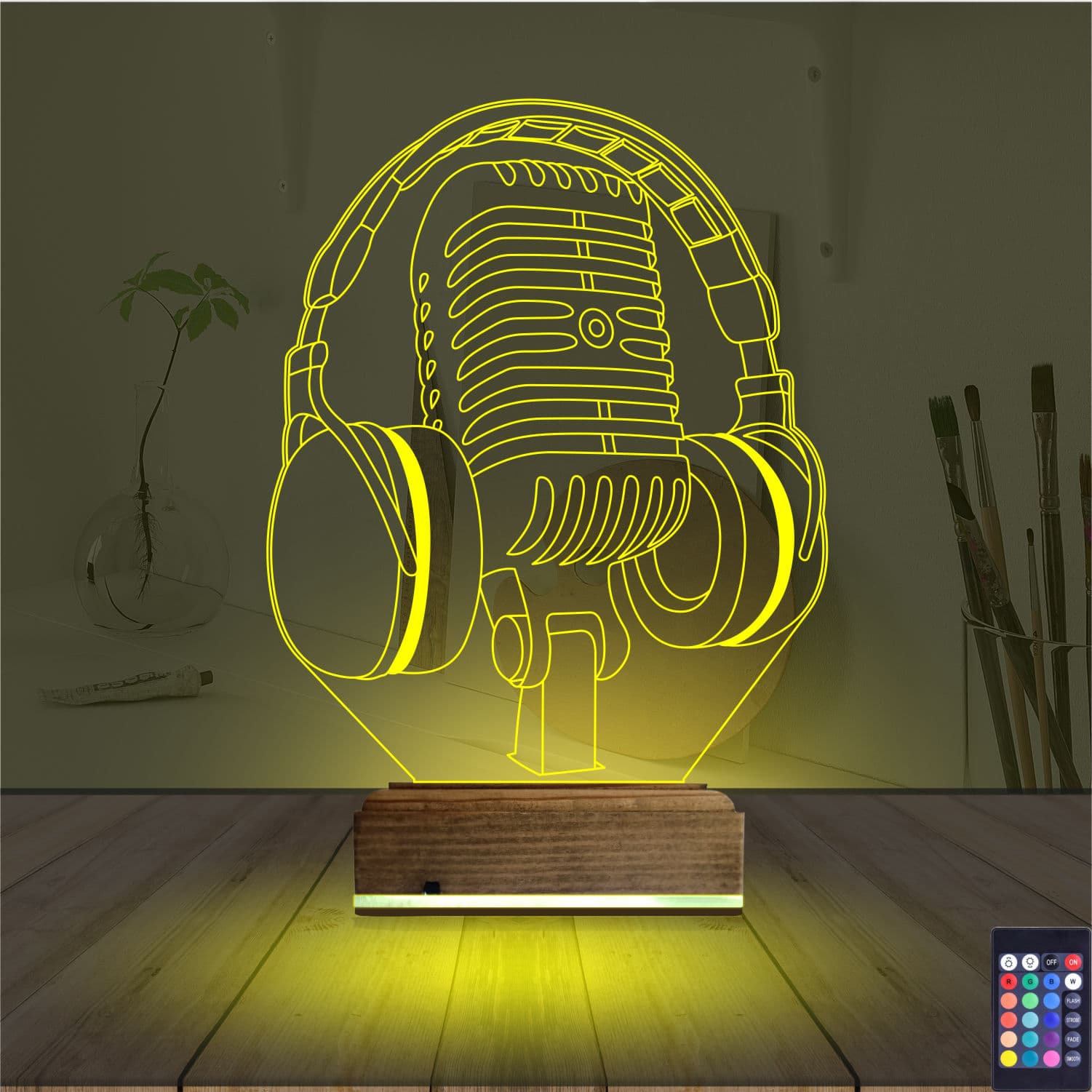 Микрофон и Наушники — 3D LED Ночник | Подарок музыканту 5