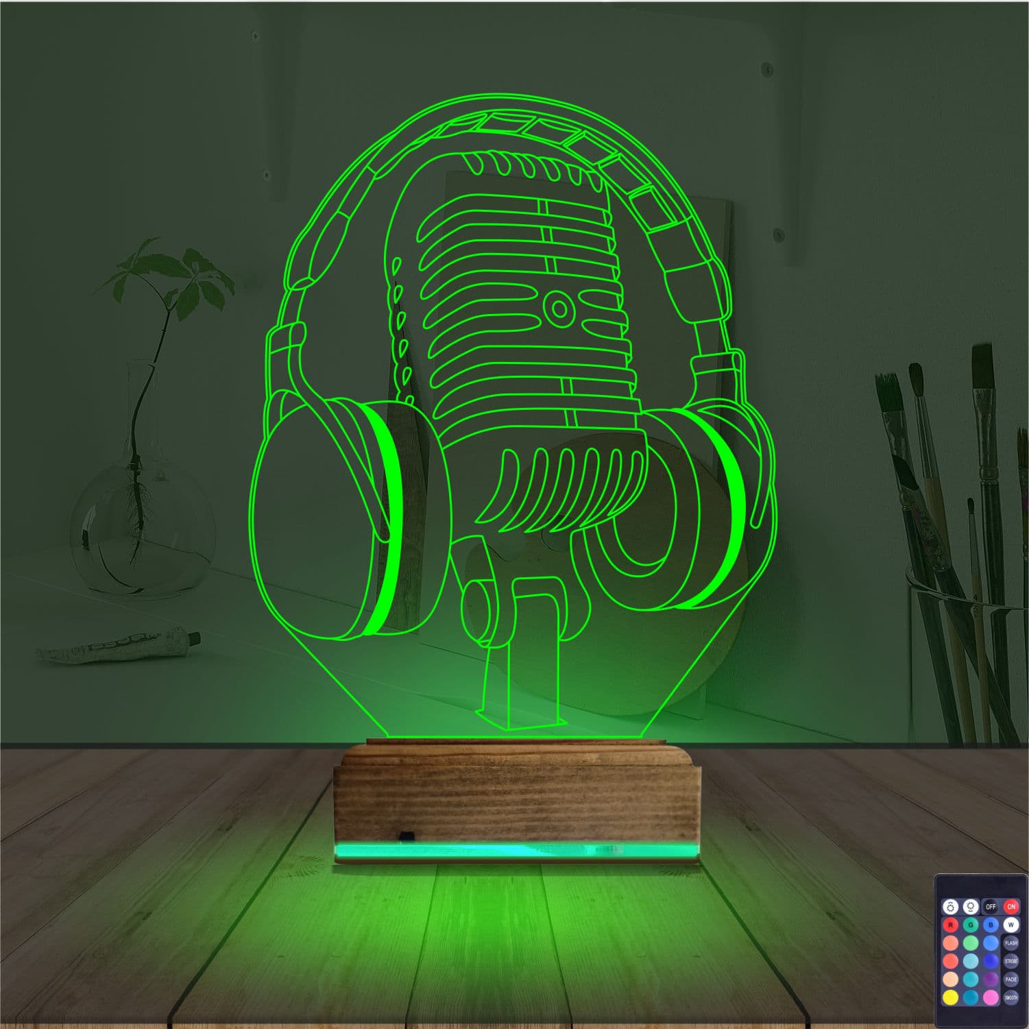 Микрофон и Наушники — 3D LED Ночник | Подарок музыканту 6