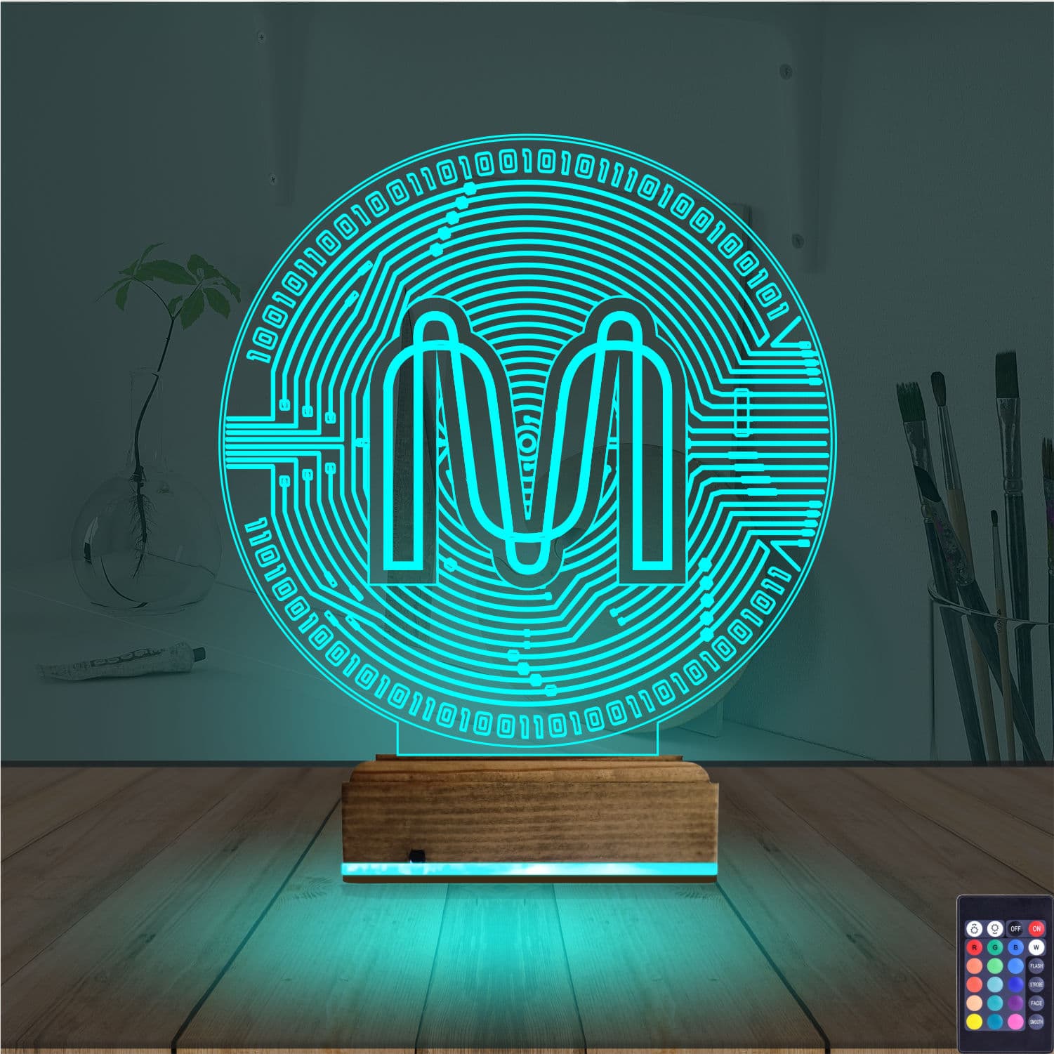 Буква M в стиле IT — 3D LED Ночник | Подарок программисту 3