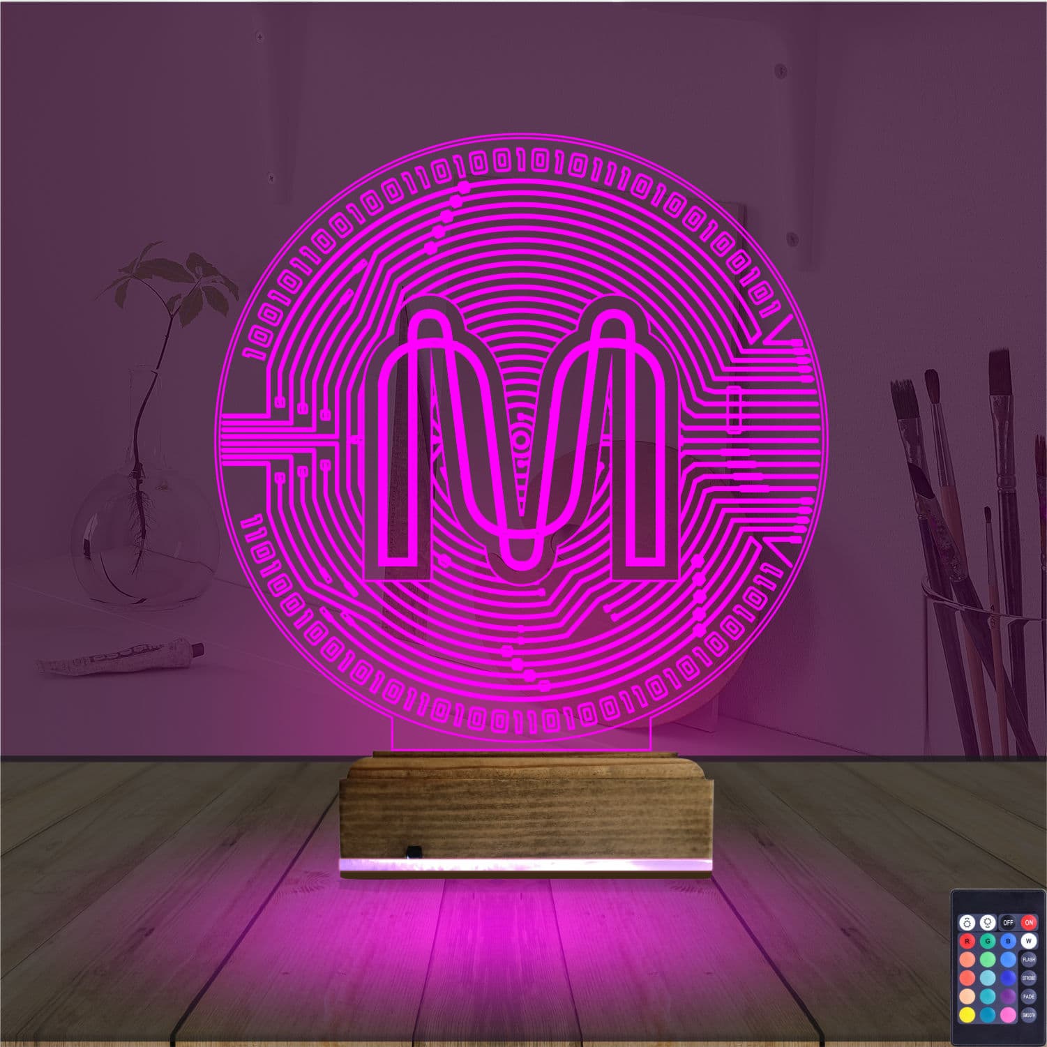 Буква M в стиле IT — 3D LED Ночник | Подарок программисту 4