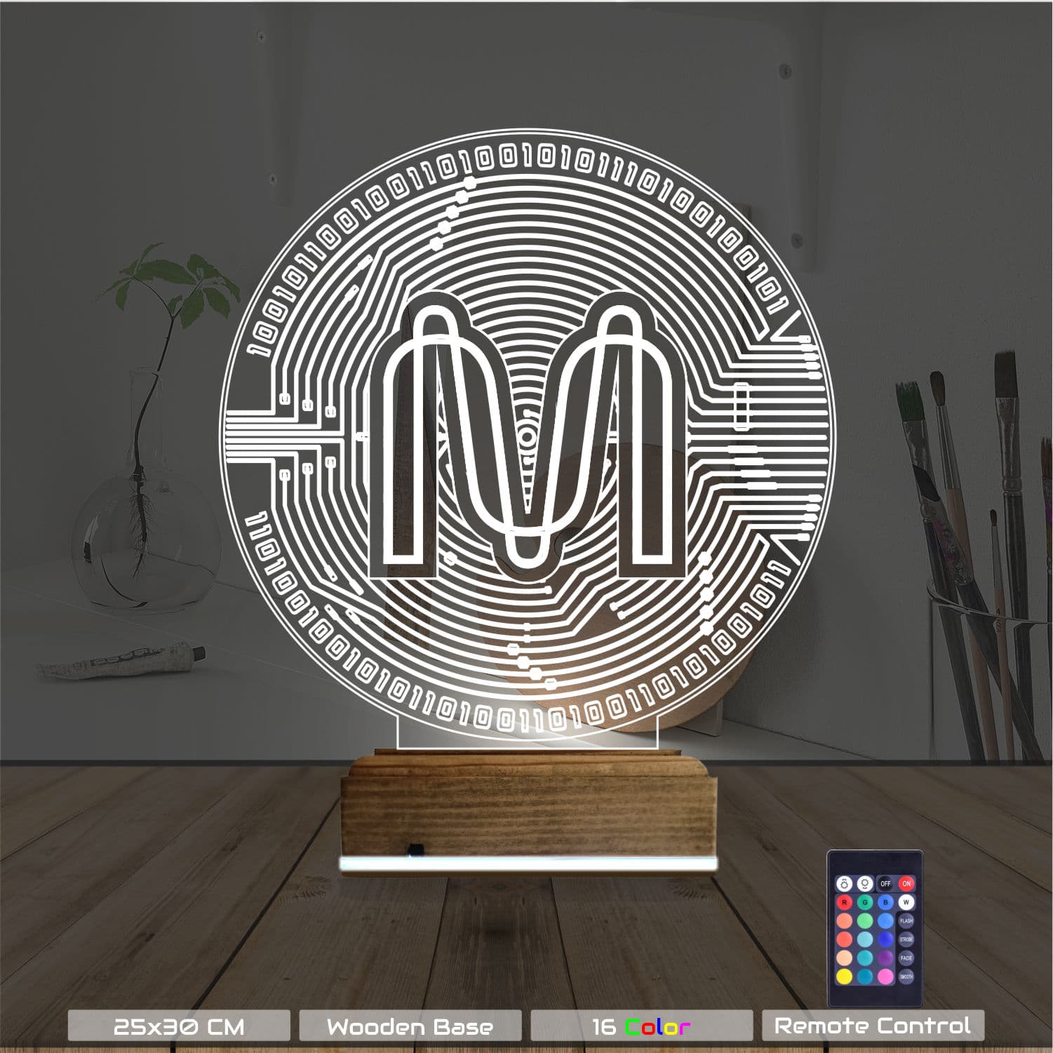 Буква M в стиле IT — 3D LED Ночник | Подарок программисту 8