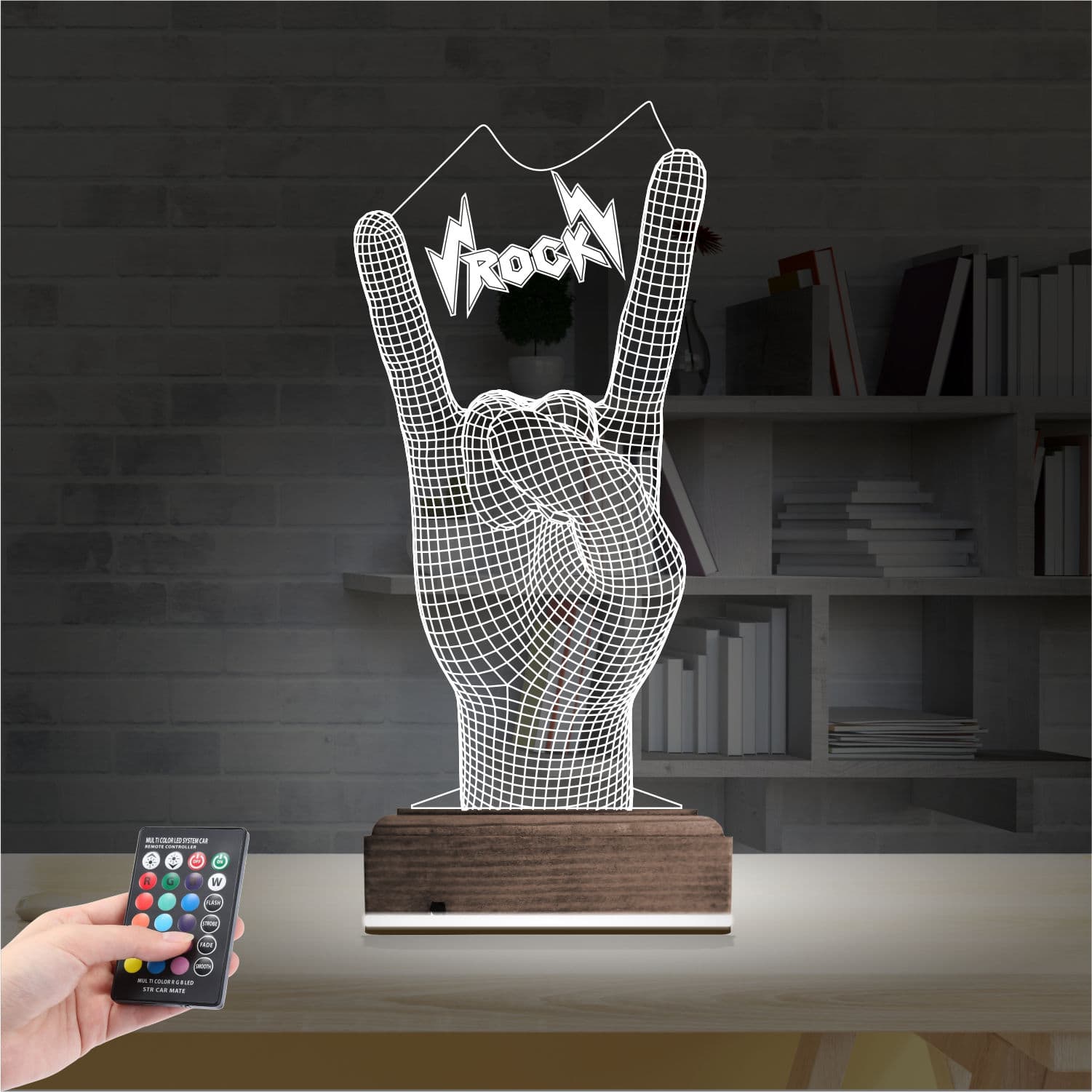 Жест Рок — 3D LED Ночник | Подарок меломану 2