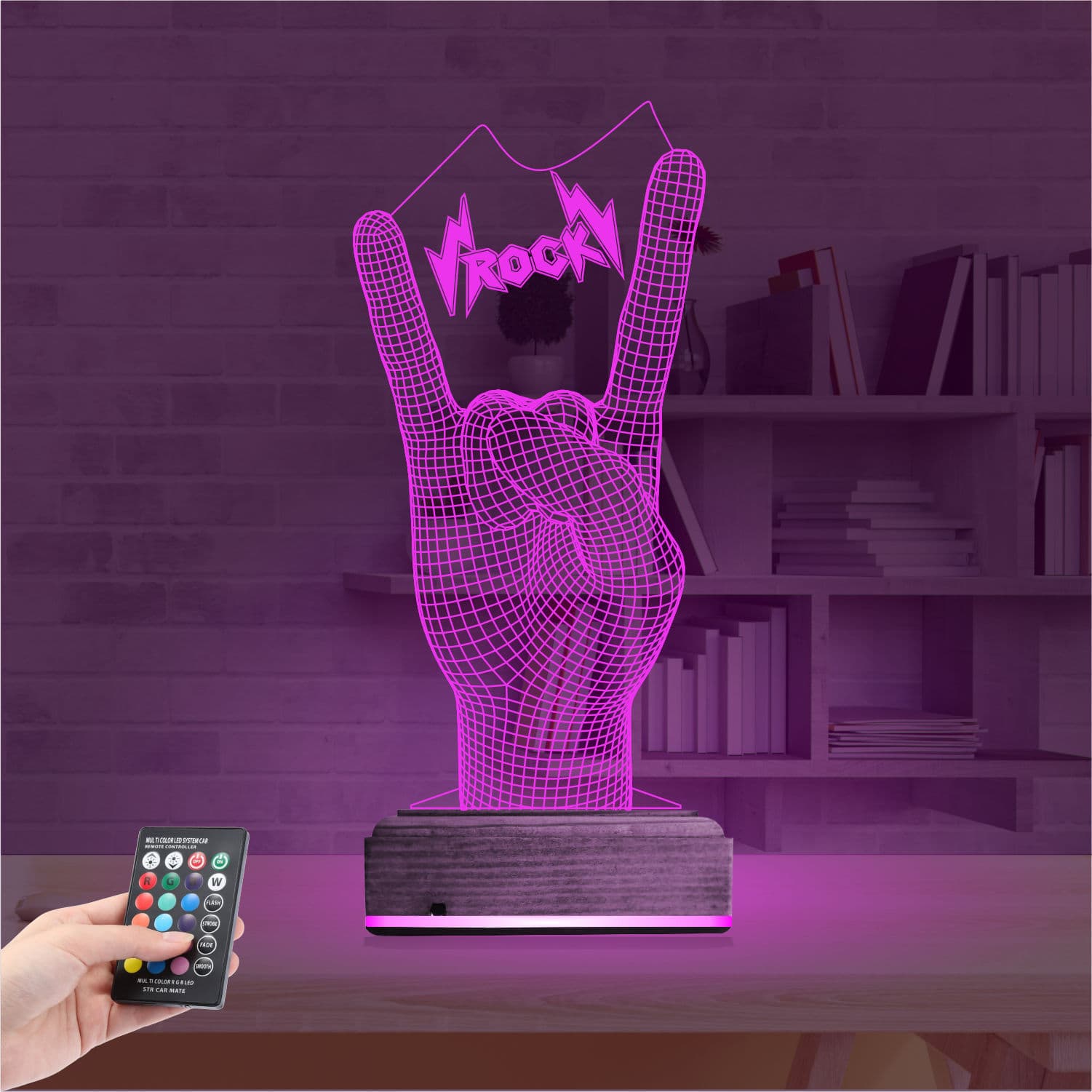 Жест Рок — 3D LED Ночник | Подарок меломану 4