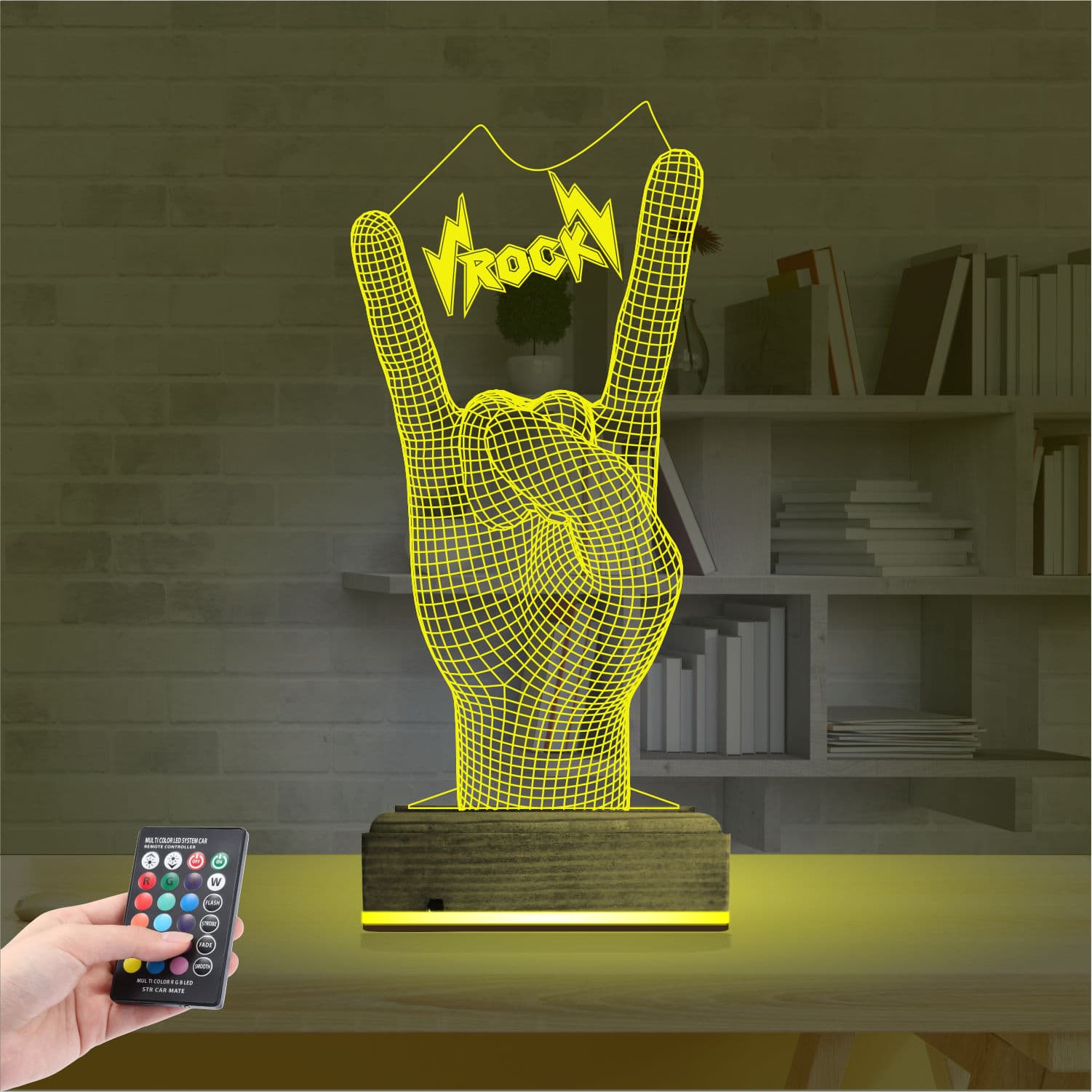 Жест Рок — 3D LED Ночник | Подарок меломану 5