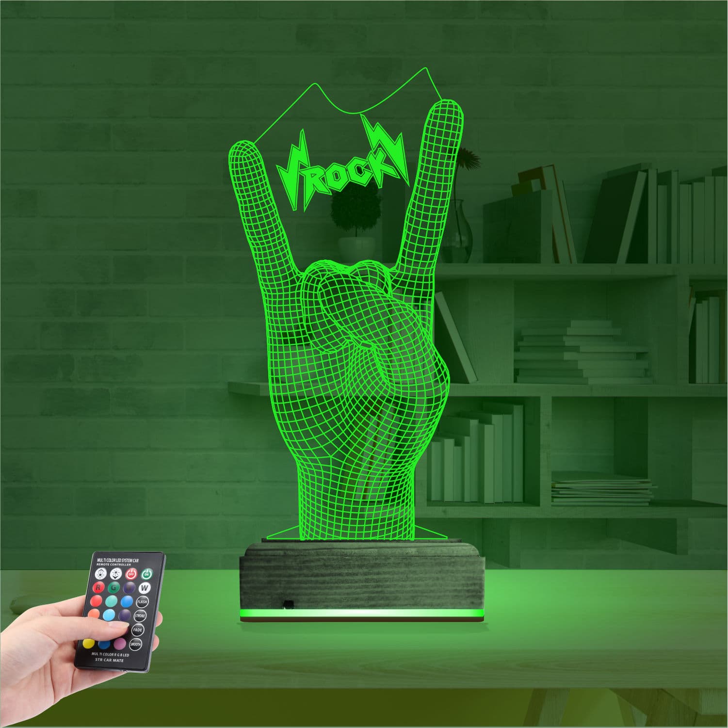 Жест Рок — 3D LED Ночник | Подарок меломану 6