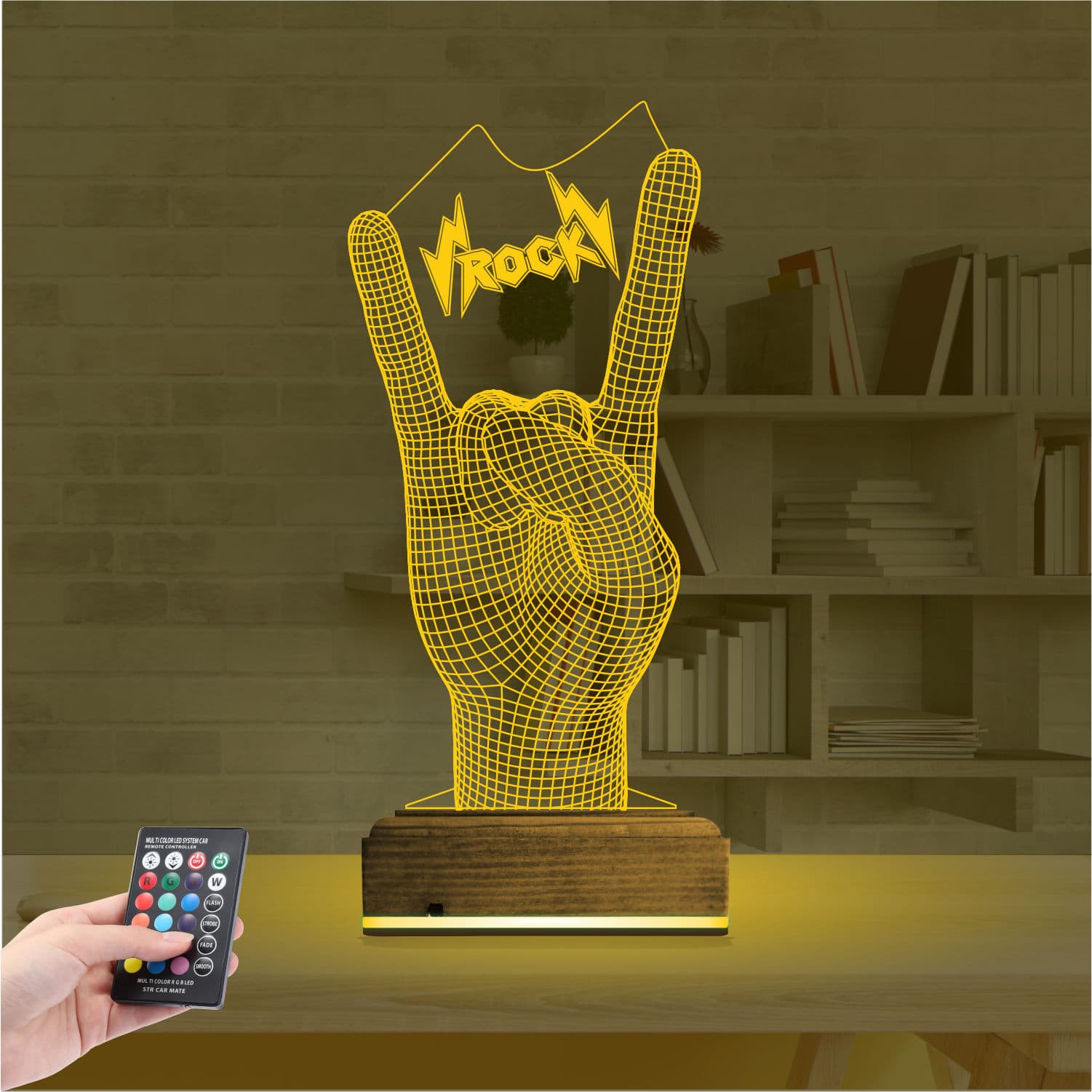 Жест Рок — 3D LED Ночник | Подарок меломану 8