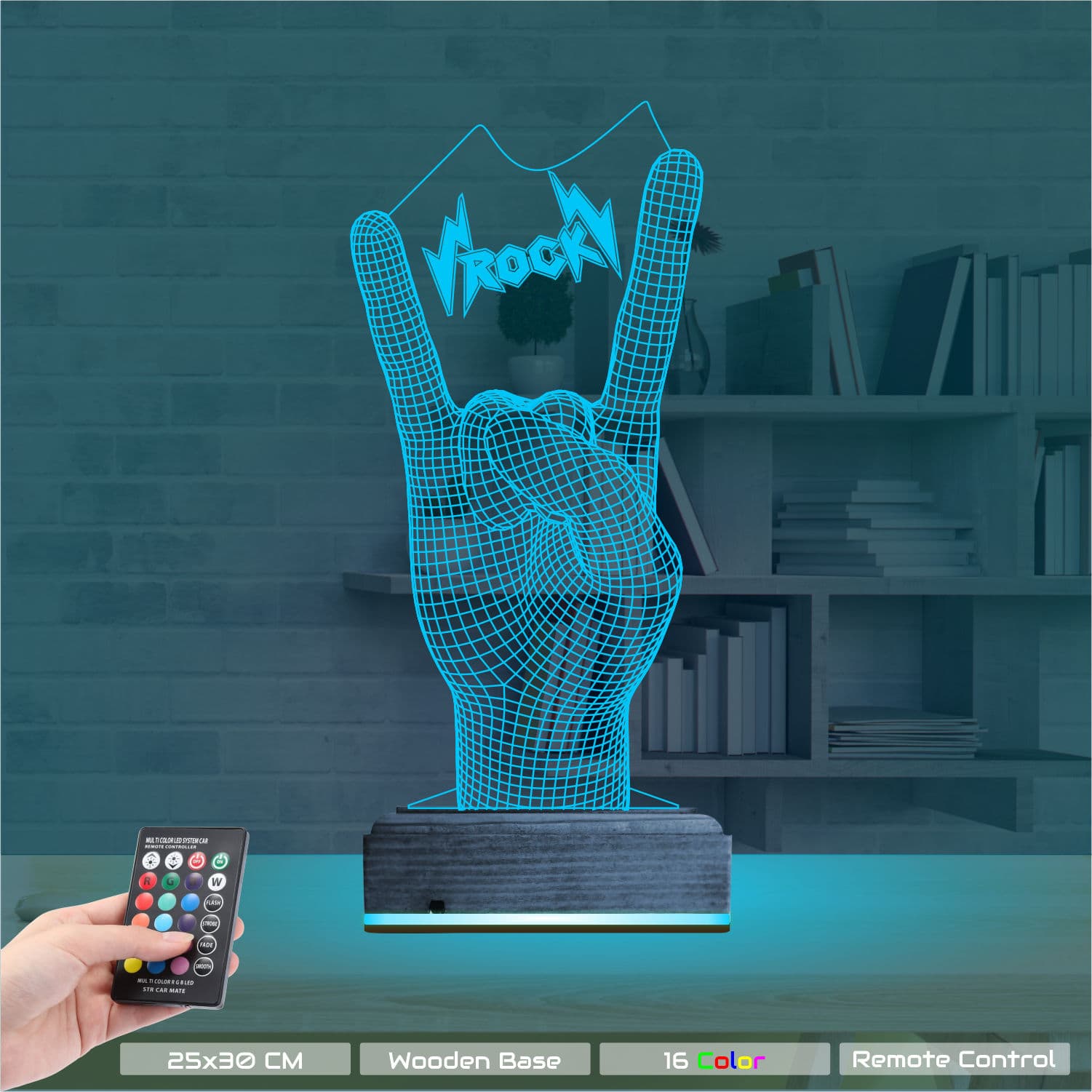 Жест Рок — 3D LED Ночник | Подарок меломану 9