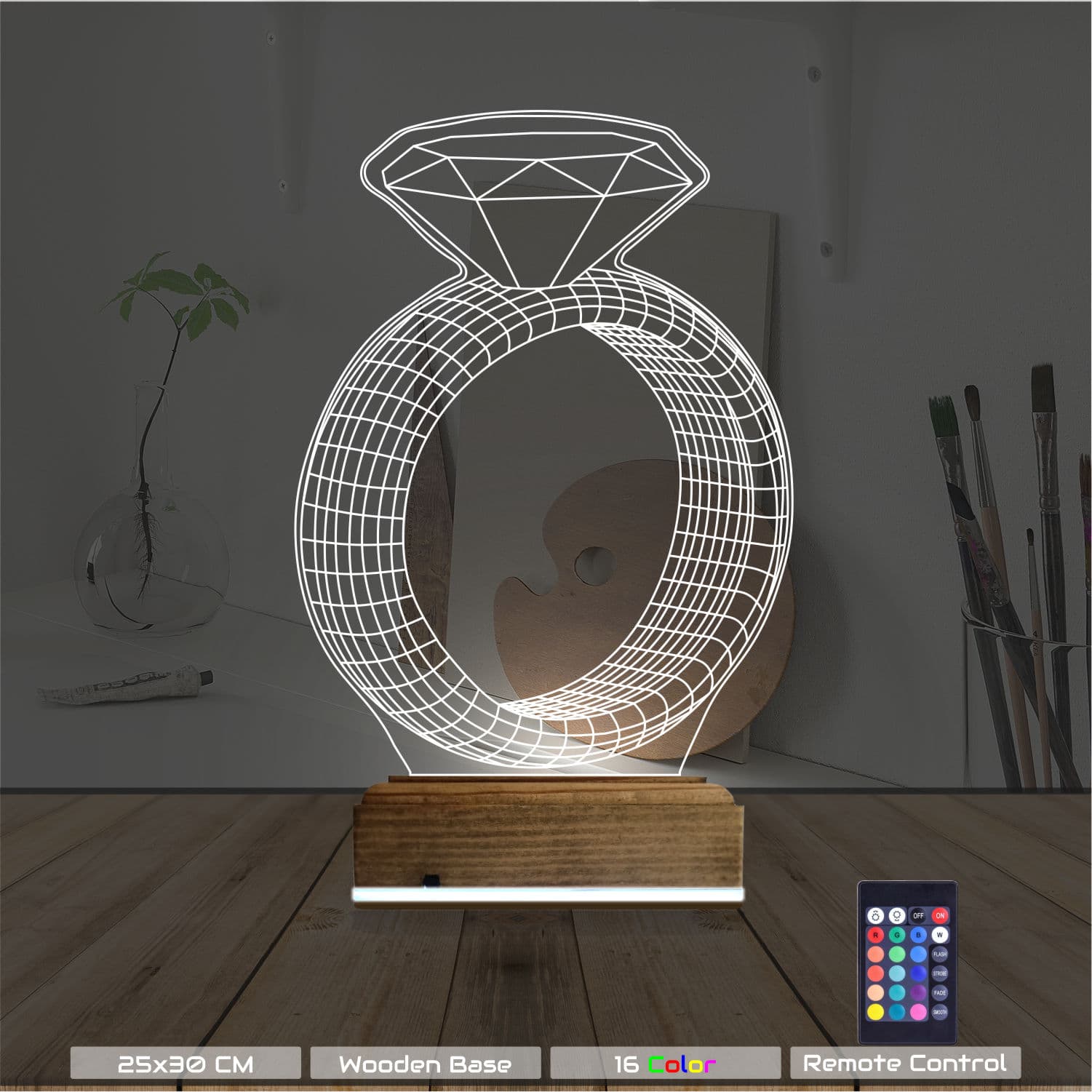 Кольцо с бриллиантом 3D Ночник 8