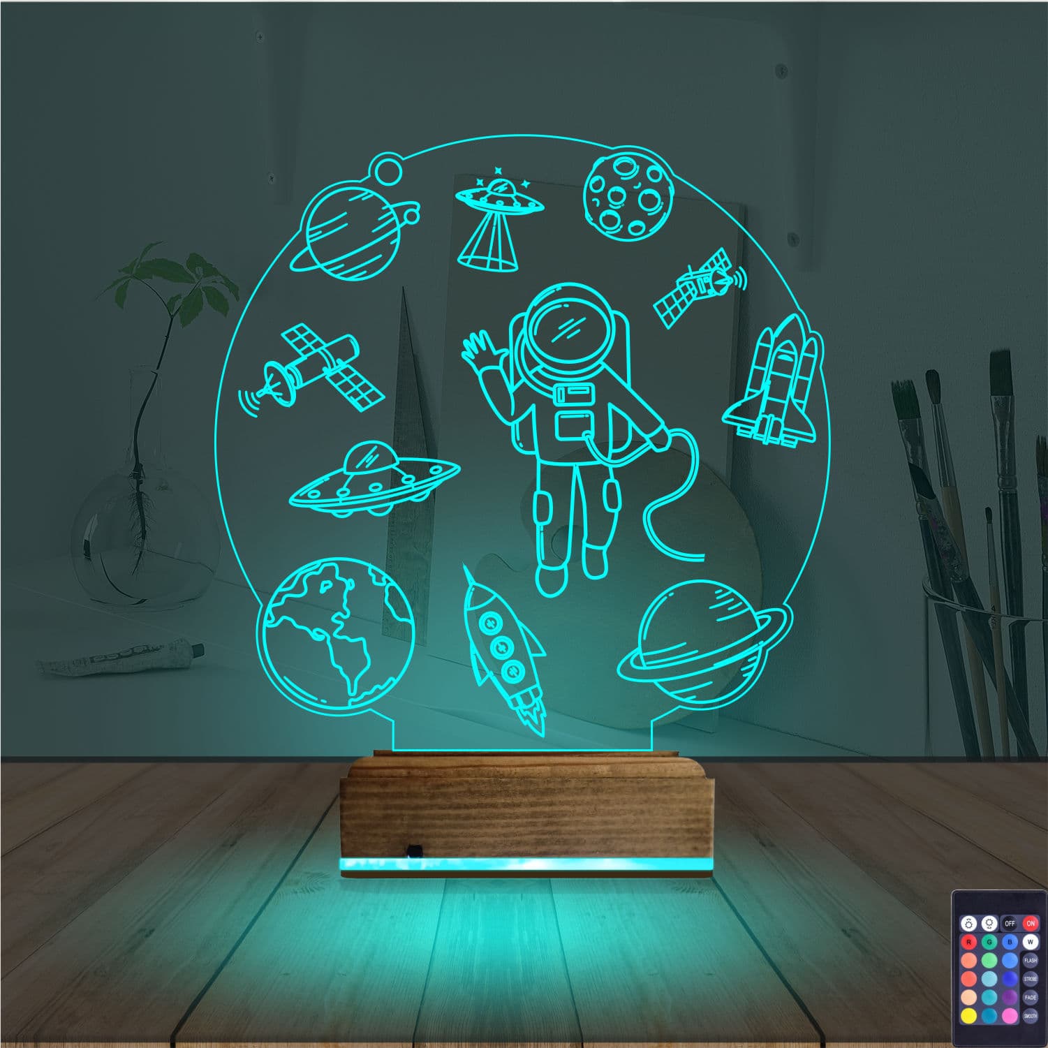 Космонавт и Космос — 3D LED Ночник | Подарок детям 3