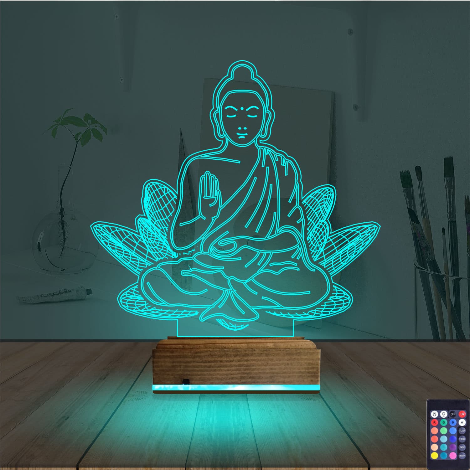 Будда на лотосе — 3D LED Ночник | Подарок для медитации 3