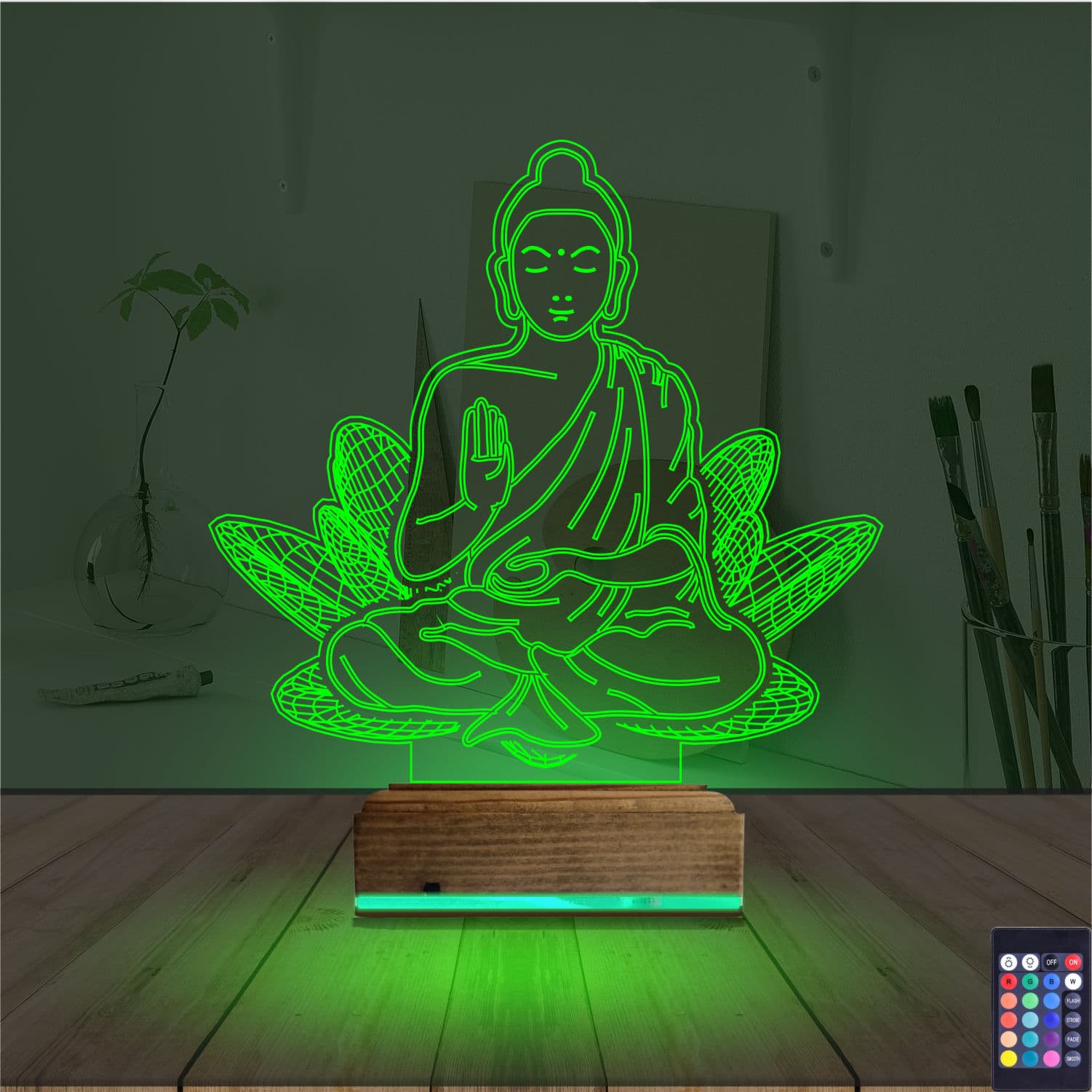 Будда на лотосе — 3D LED Ночник | Подарок для медитации 6