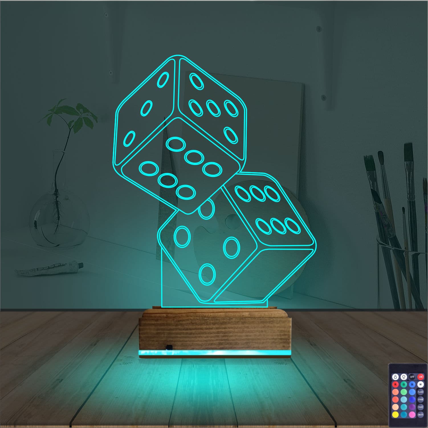 Игральные кубики — 3D LED Ночник | Подарок на удачу 3