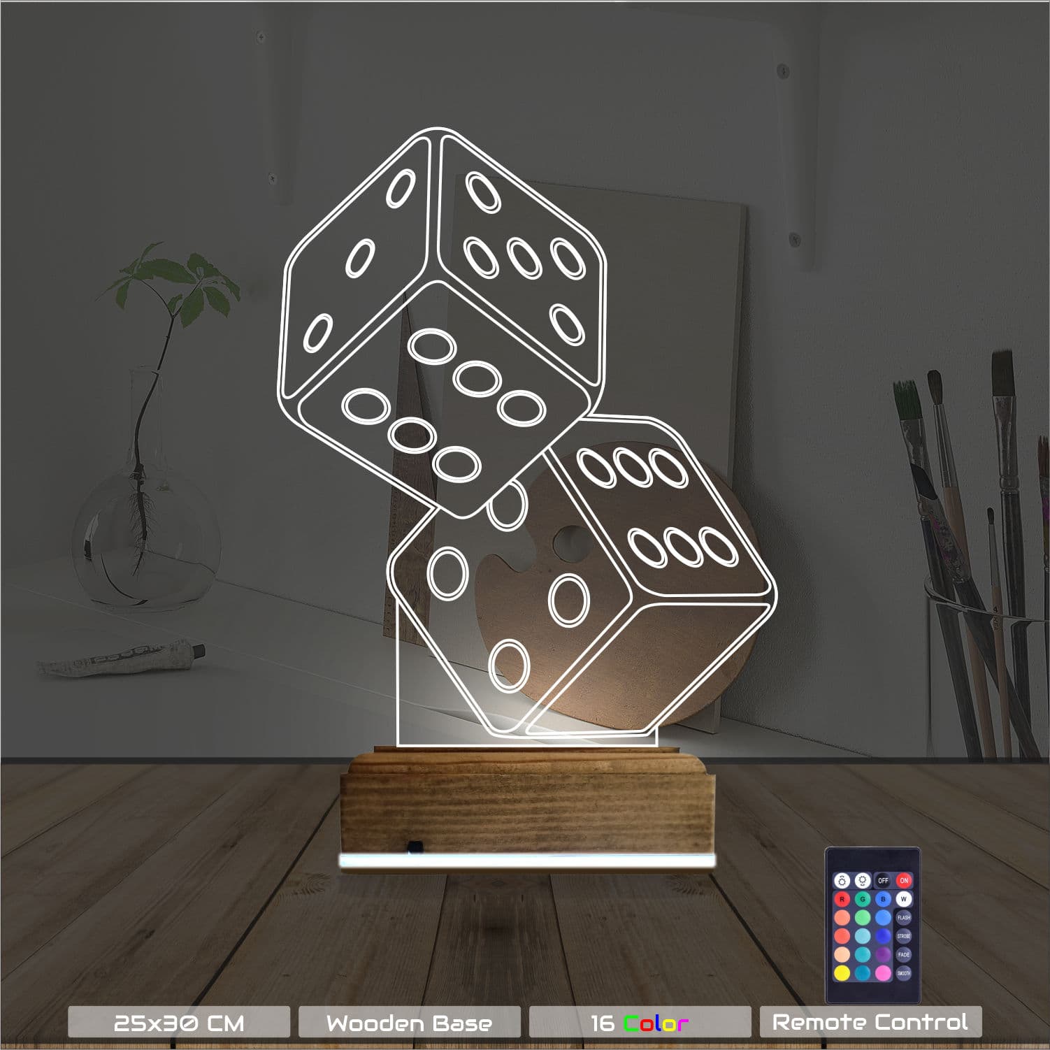 Игральные кубики — 3D LED Ночник | Подарок на удачу 8