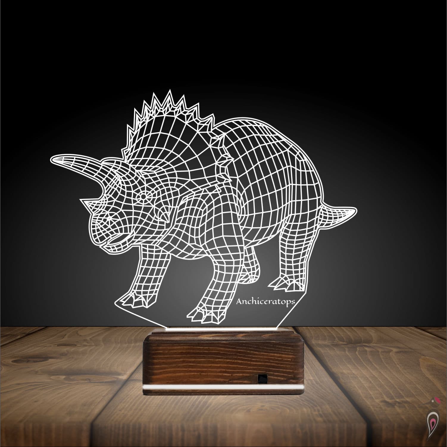 Динозавр Анхицератопс — 3D LED Ночник | Подарок ребёнку 3