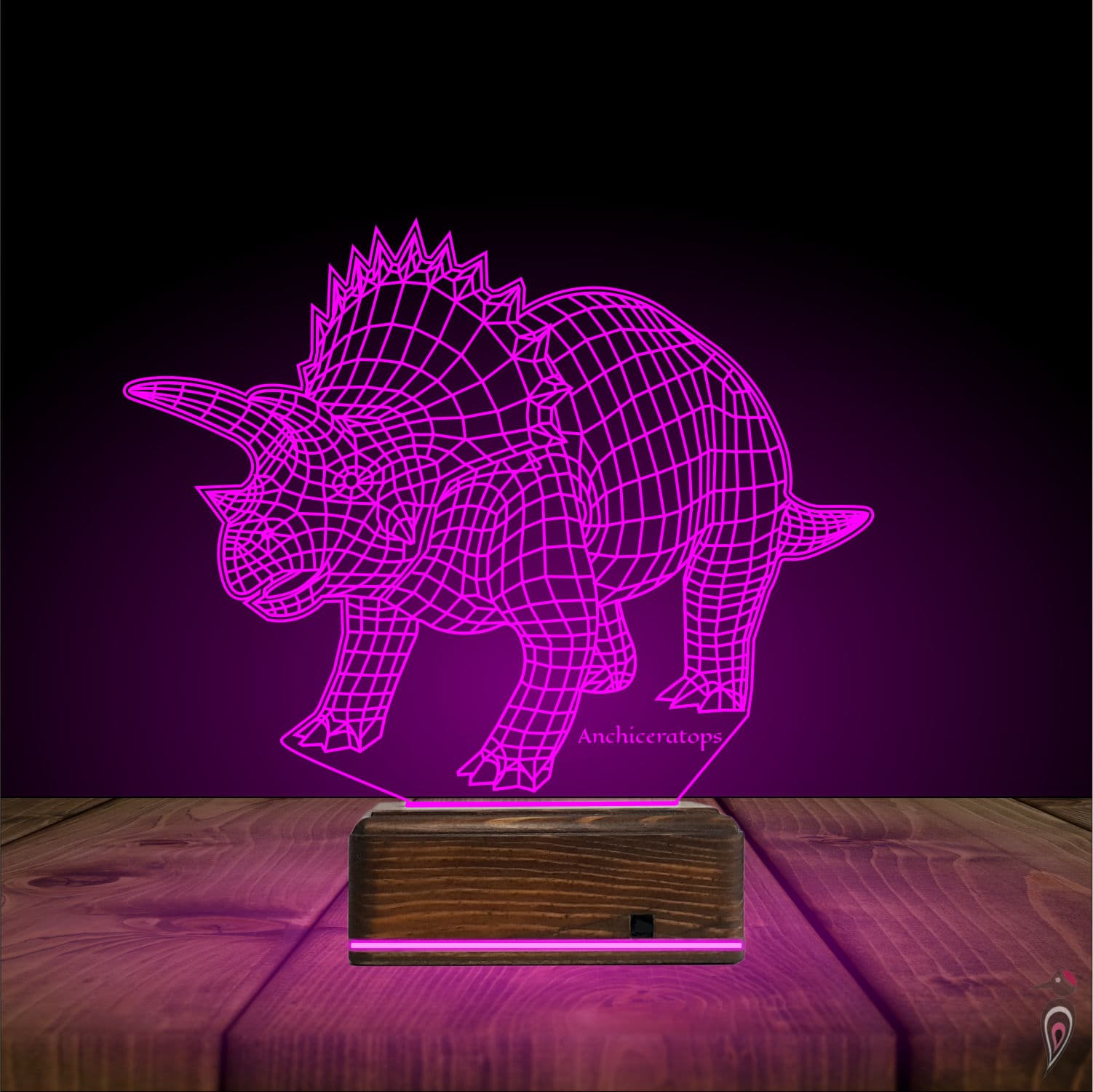 Динозавр Анхицератопс — 3D LED Ночник | Подарок ребёнку 6