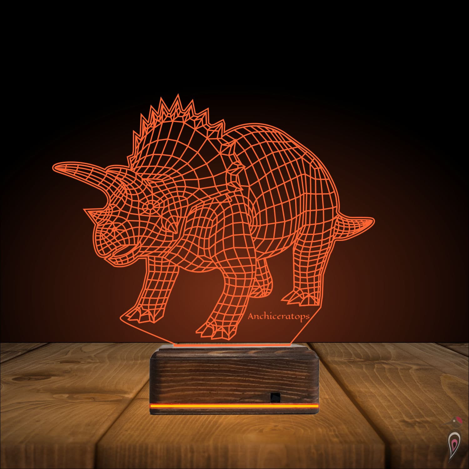 Динозавр Анхицератопс — 3D LED Ночник | Подарок ребёнку 9