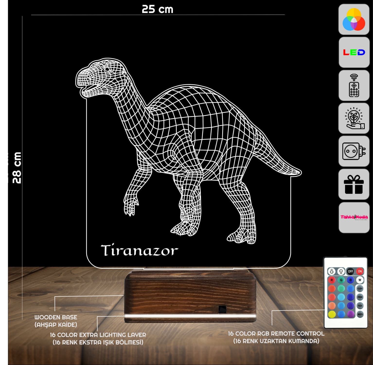Динозавр — 3D LED Ночник | Подарок ребёнку 2