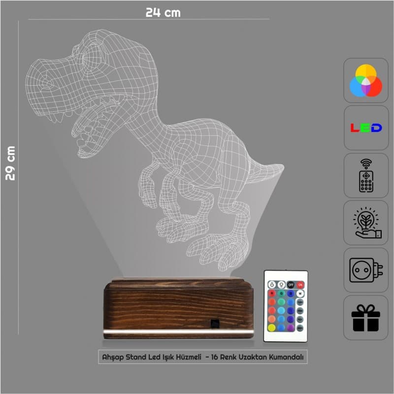 Динозавр T-Rex — 3D LED Ночник | Подарок ребёнку 2