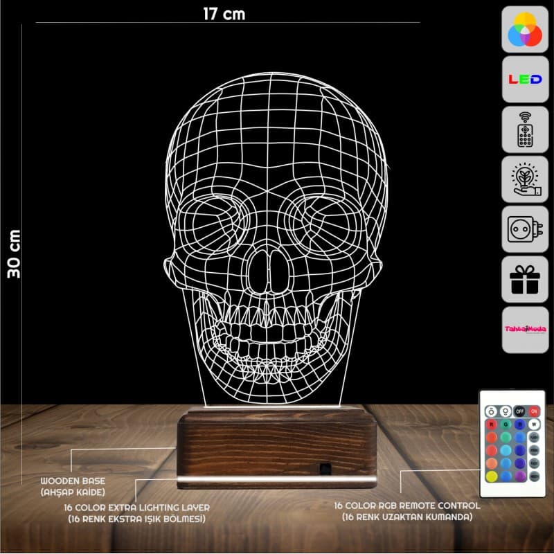 Череп — 3D LED Ночник | Подарок мужчине или другу 2
