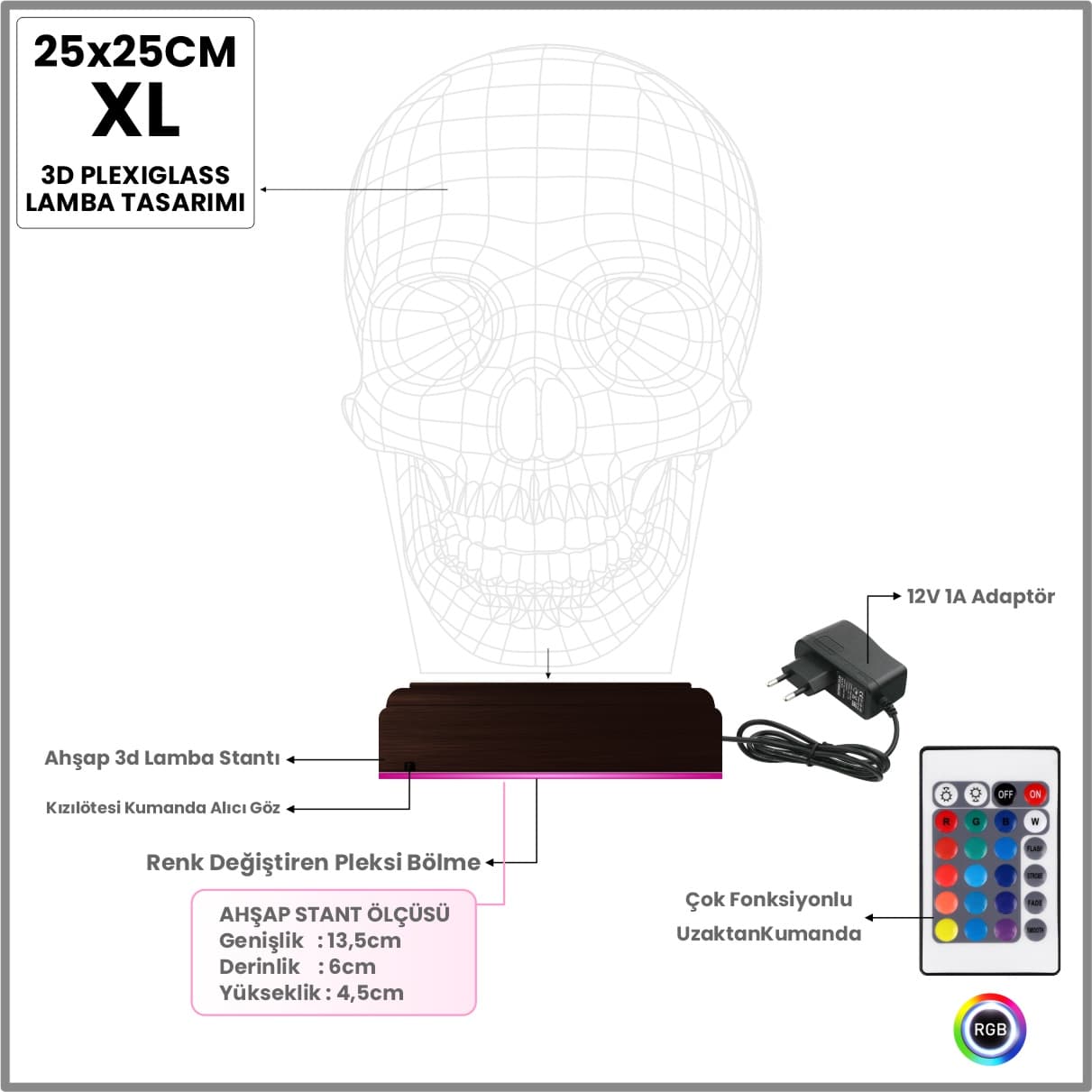 Череп — 3D LED Ночник | Подарок мужчине или другу 8