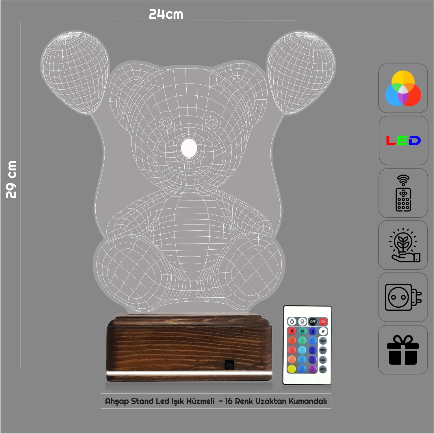 Мишка с шариками — 3D LED Ночник | Подарок ребенку 2