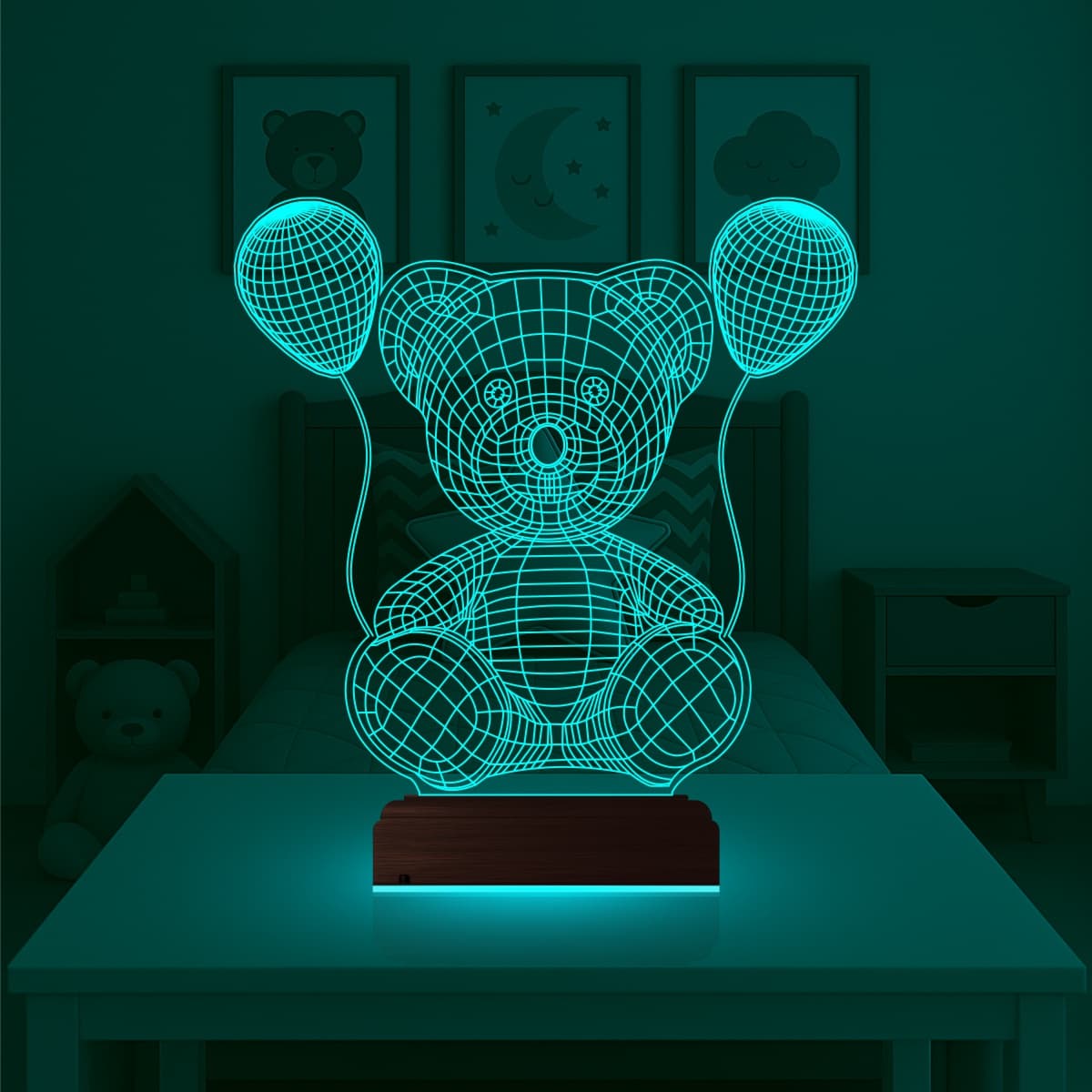 Мишка с шариками — 3D LED Ночник | Подарок ребенку 4