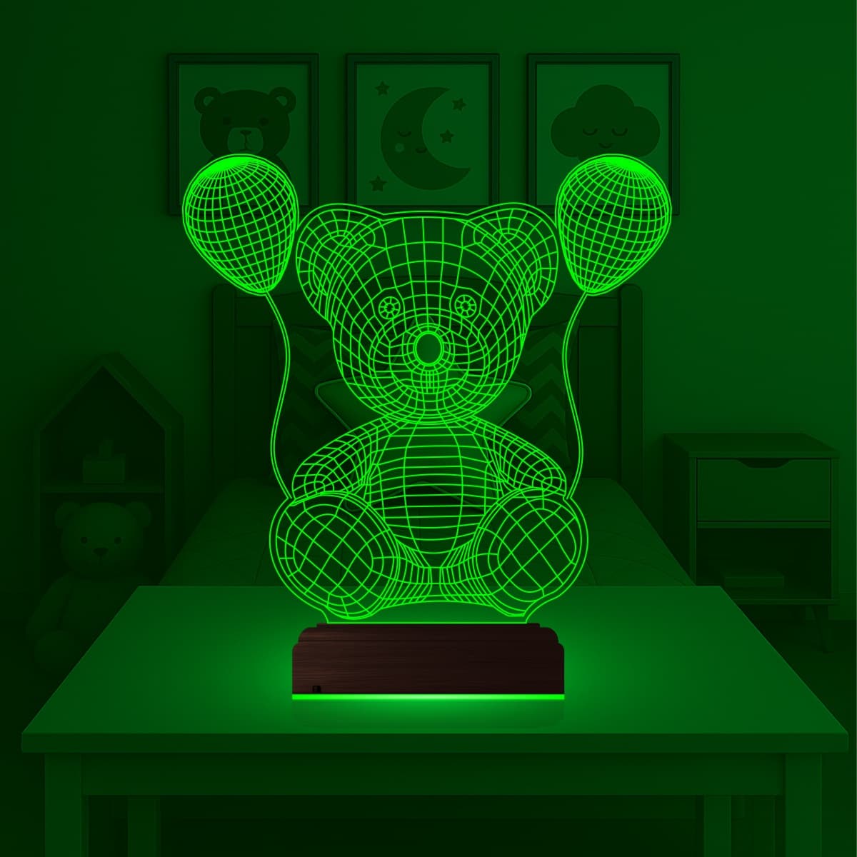 Мишка с шариками — 3D LED Ночник | Подарок ребенку 6