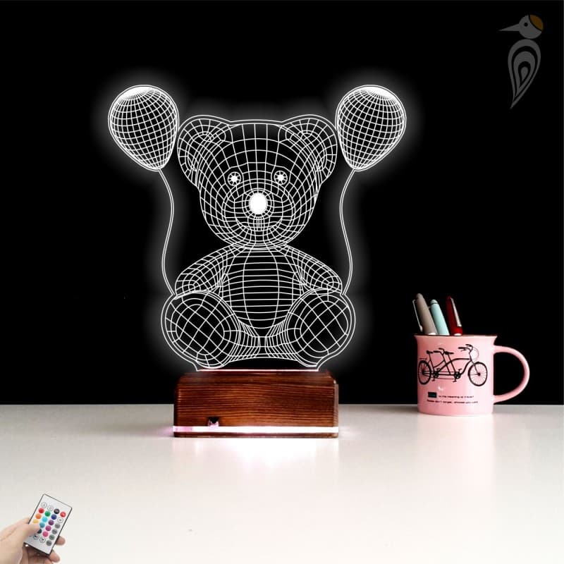 Мишка с шариками — 3D LED Ночник | Подарок ребенку 10