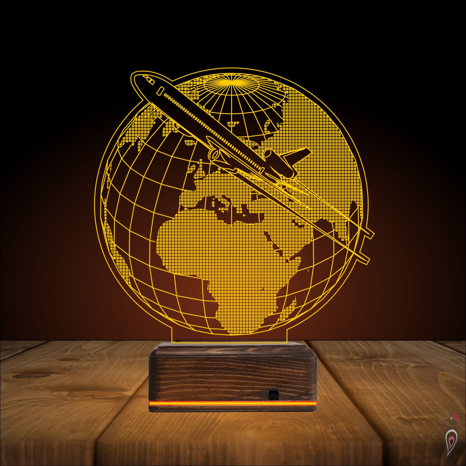 Глобус и Самолет — 3D LED Ночник | Подарок путешественнику 9
