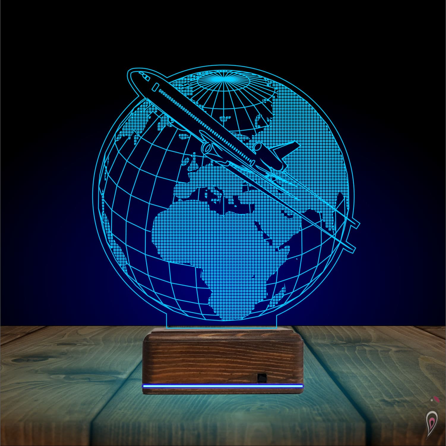 Глобус и Самолет — 3D LED Ночник | Подарок путешественнику 10