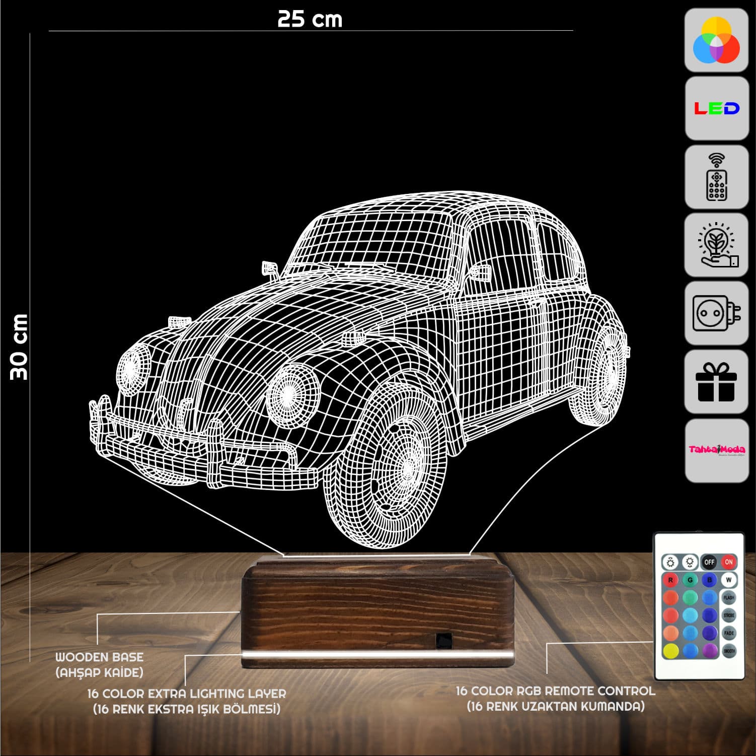 Фольксваген Жук — 3D LED Ночник | Подарок автолюбителю 2