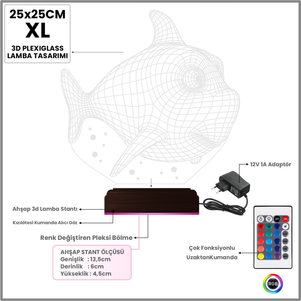 Рыба-Пиранья — 3D LED Ночник | Подарок для детей и взрослых 8