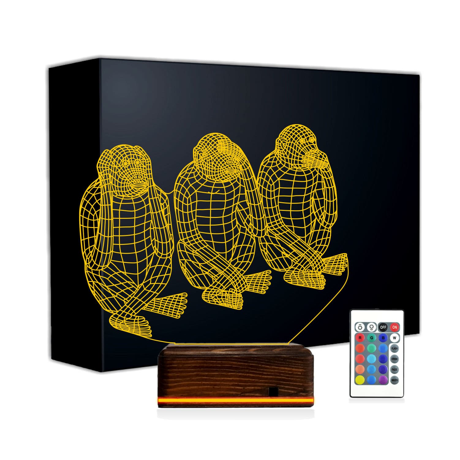 Три мудрые обезьяны — 3D LED Ночник | Подарок со смыслом 1