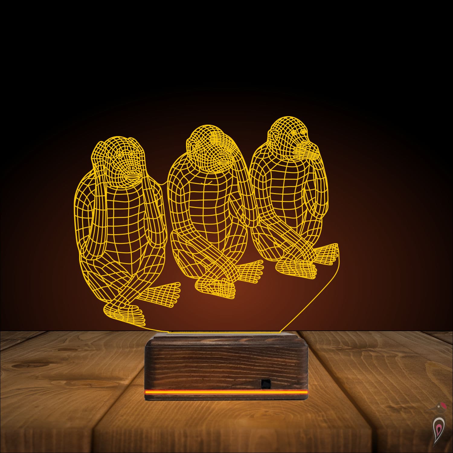 Три мудрые обезьяны — 3D LED Ночник | Подарок со смыслом 9