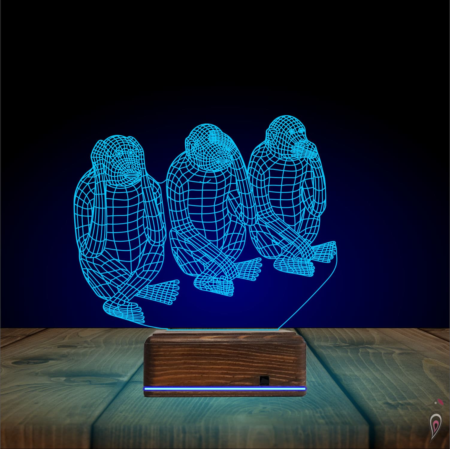 Три мудрые обезьяны — 3D LED Ночник | Подарок со смыслом 10