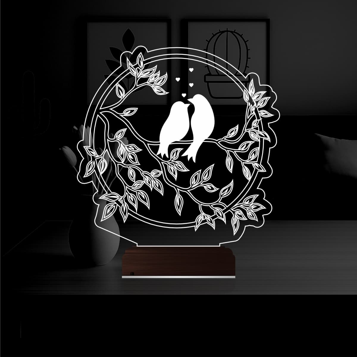 Влюбленные птицы — 3D LED Ночник | Романтический подарок 1