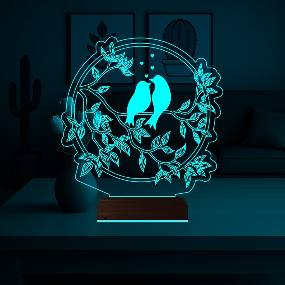 Влюбленные птицы — 3D LED Ночник | Романтический подарок 3