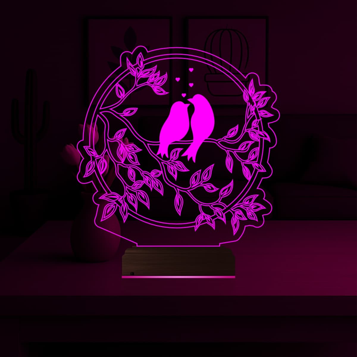 Влюбленные птицы — 3D LED Ночник | Романтический подарок 4