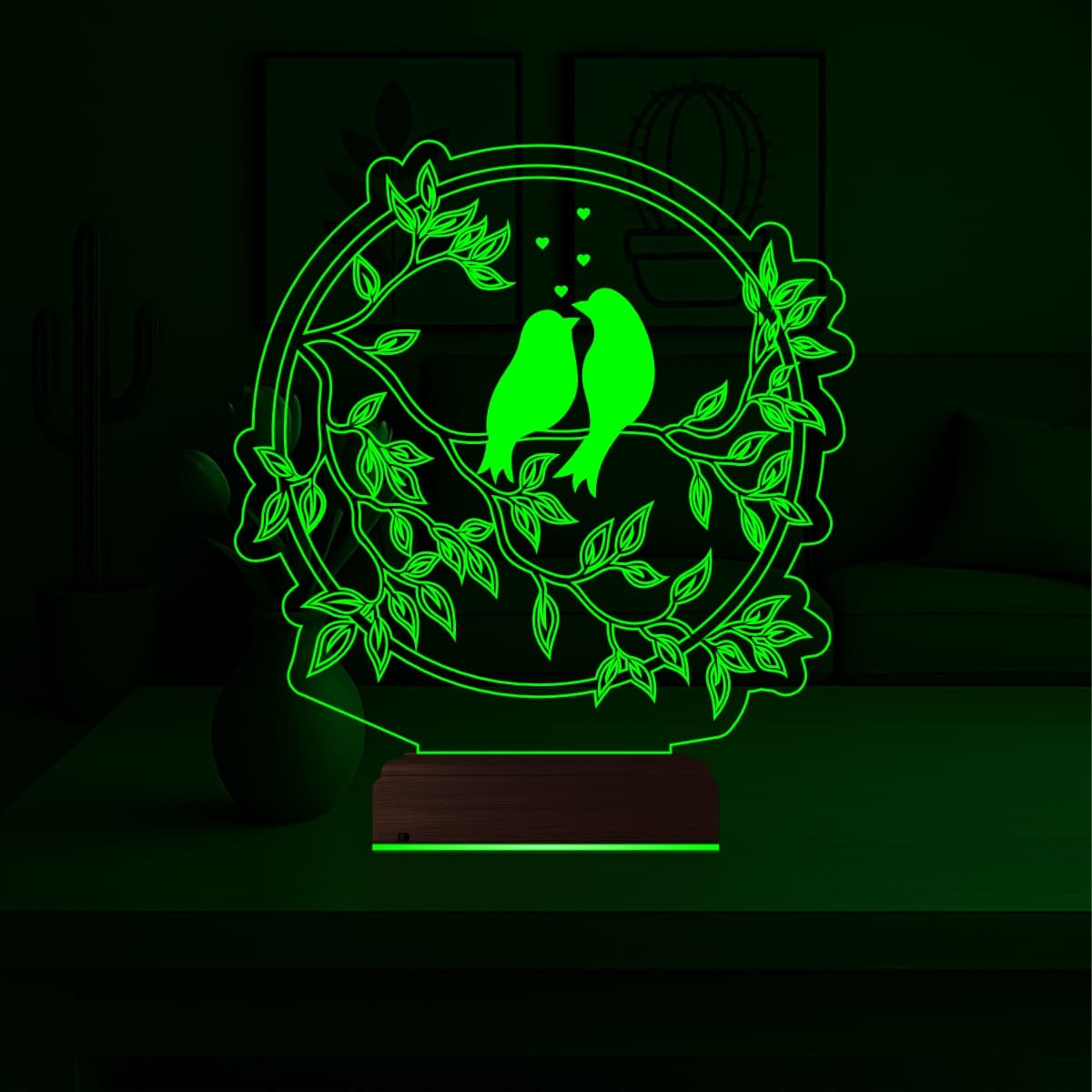 Влюбленные птицы — 3D LED Ночник | Романтический подарок 5