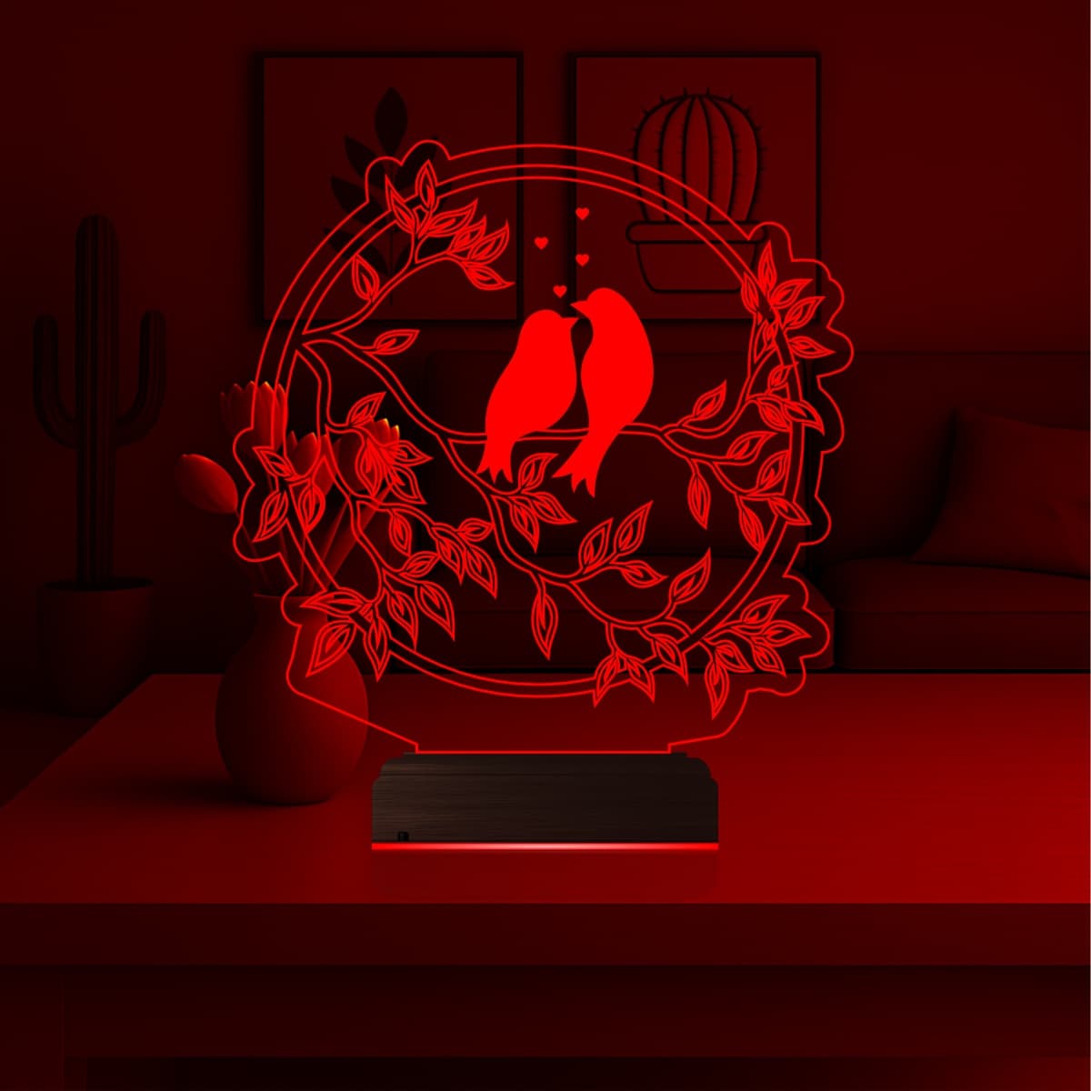 Влюбленные птицы — 3D LED Ночник | Романтический подарок 6